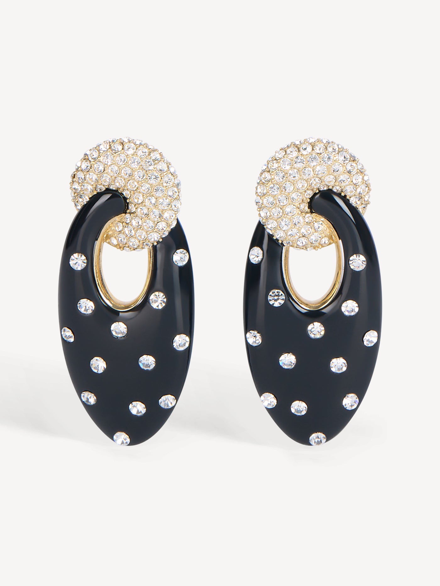 Lacquered brass Organic earrings with crystals