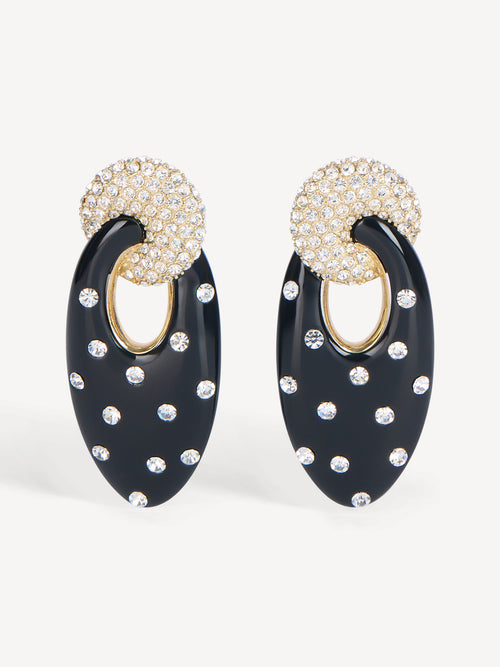 Lacquered brass Organic earrings with crystals