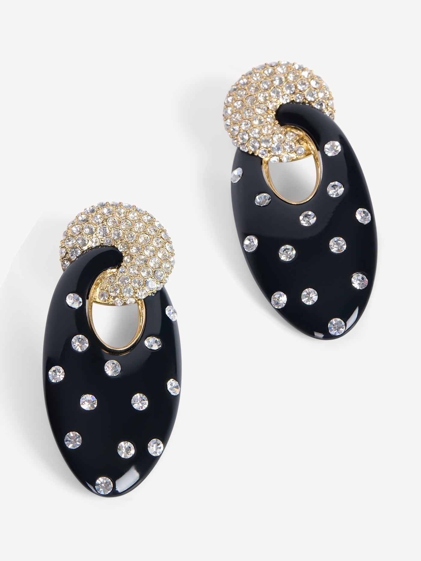 Lacquered brass Organic earrings with crystals