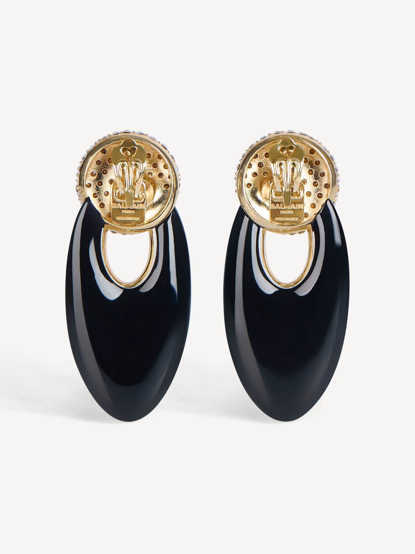 Lacquered brass Organic earrings with crystals