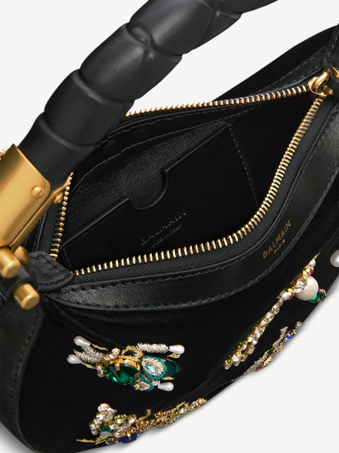 Ebene Insect Mini-Tasche aus besticktem Samt