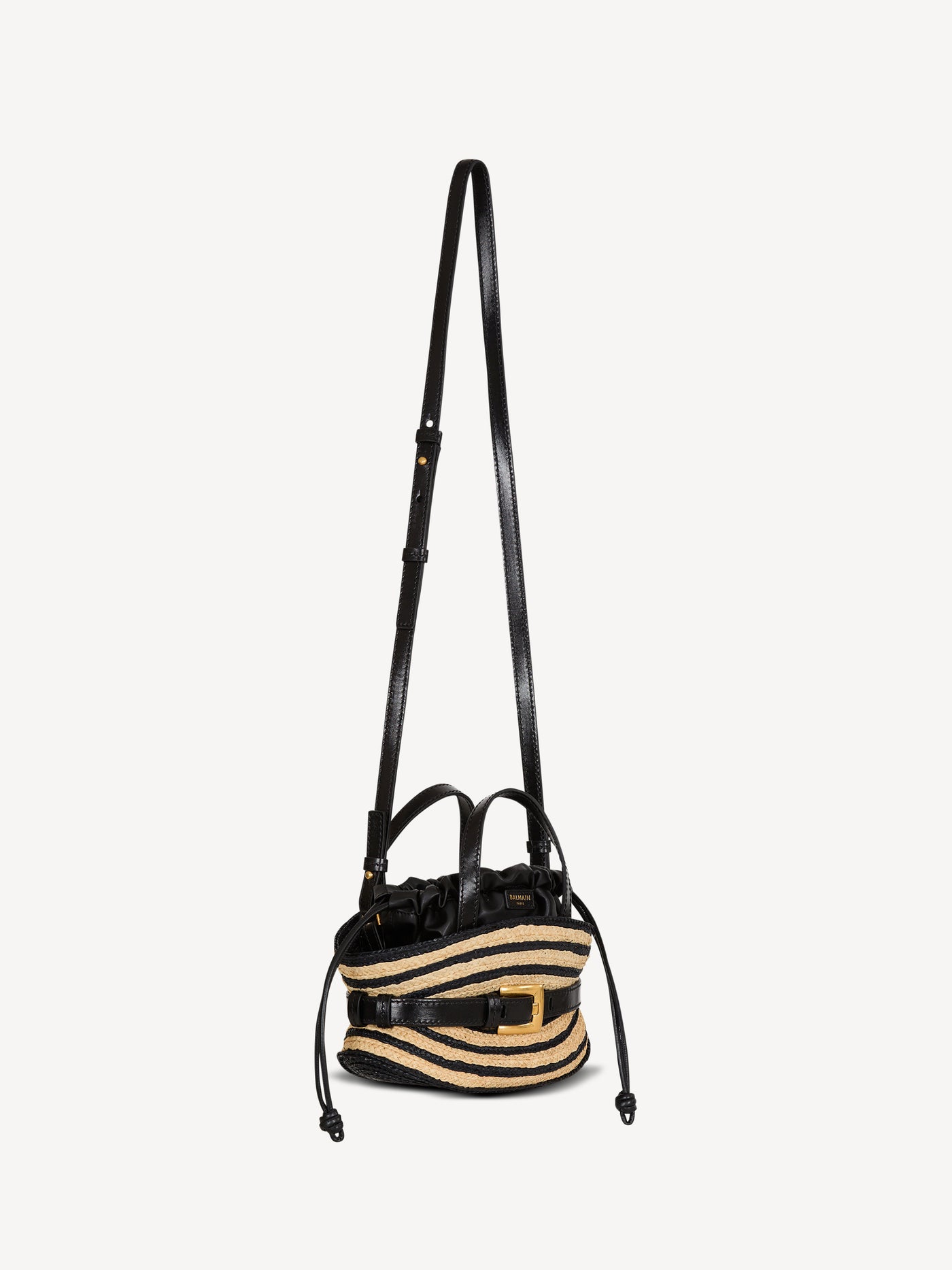Shuffle Mini-Tasche aus Bast und Glattleder