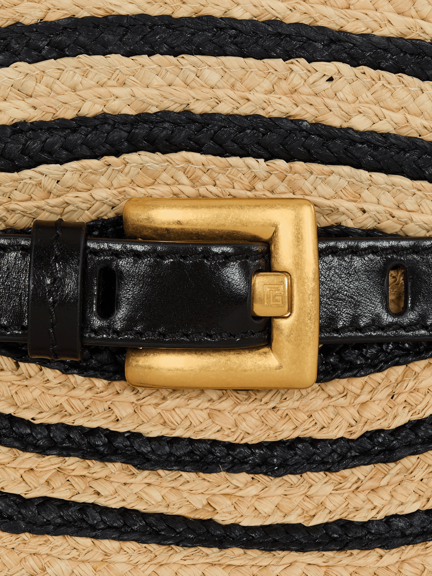 Shuffle Mini-Tasche aus Bast und Glattleder