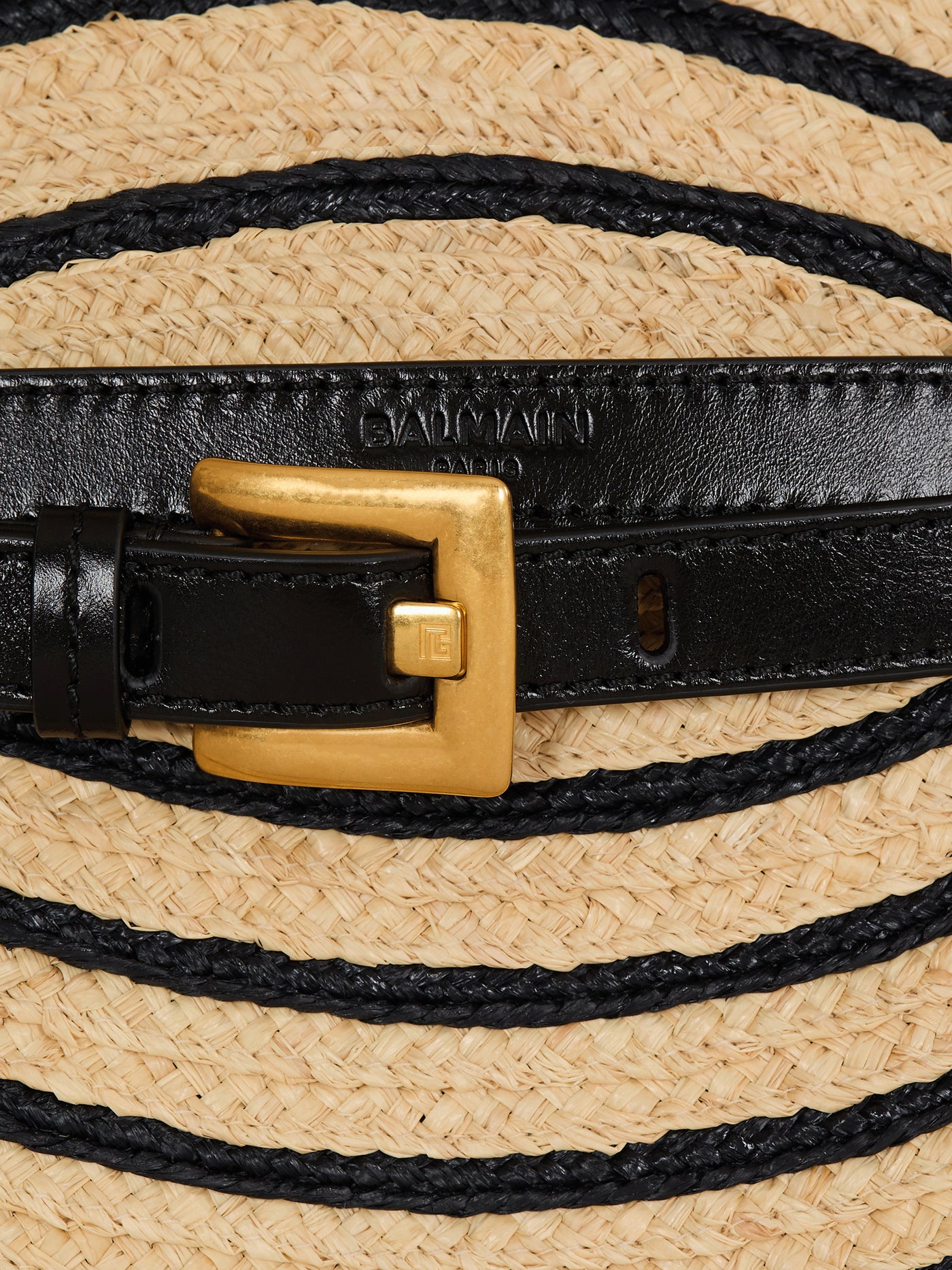 Borsa Shuffle media in rafia bicolore e pelle liscia