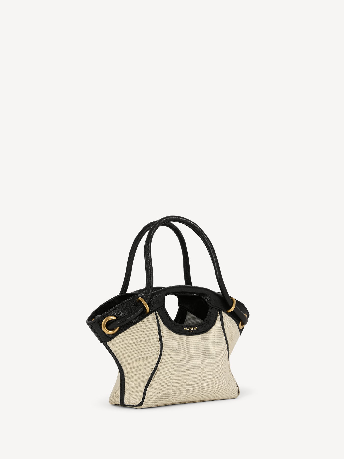 Borsa shopper Tote piccola in tela e pelle liscia
