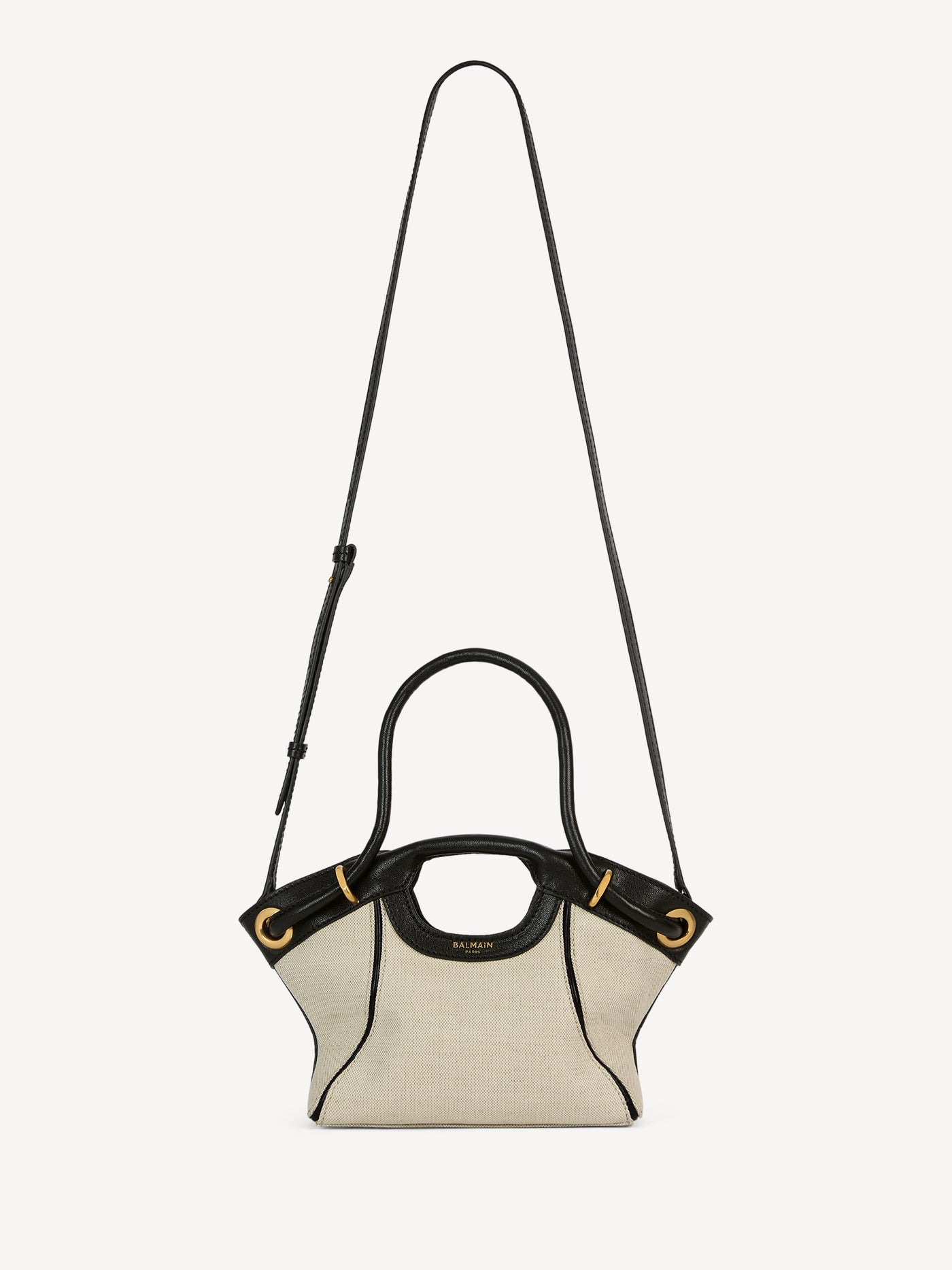 Borsa shopper Tote piccola in tela e pelle liscia