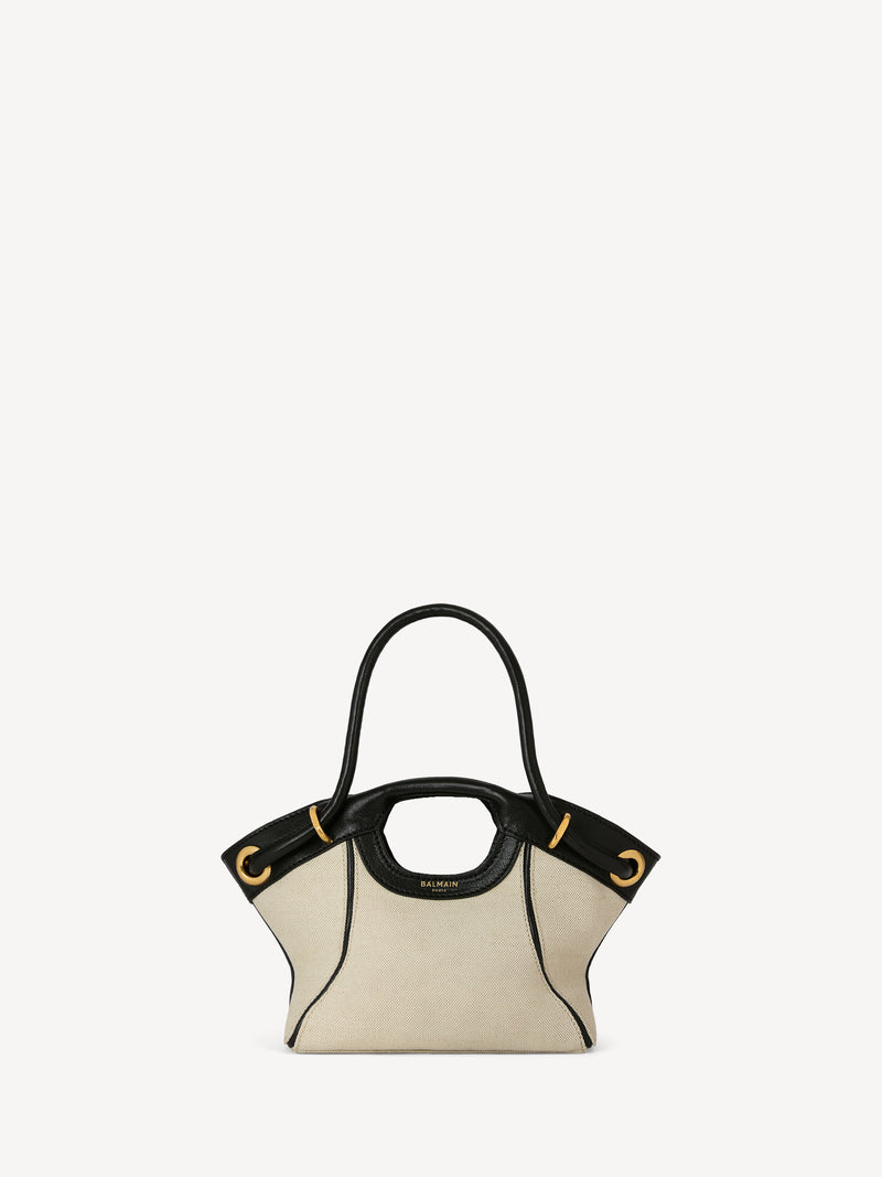 Sac cabas Tote Small en toile et cuir lisse
