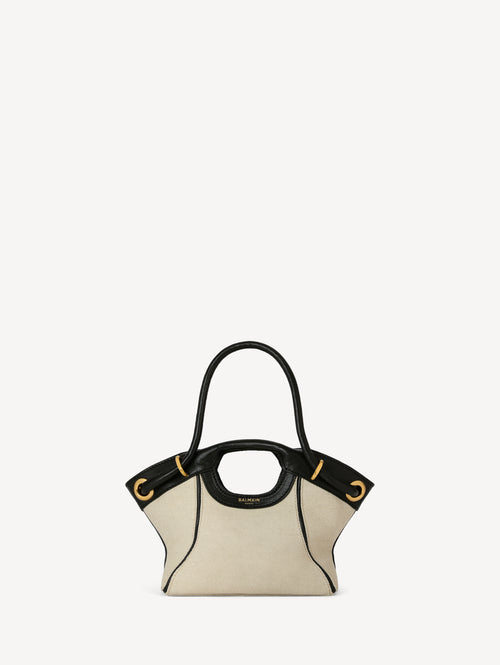 Small Tote in smooth leather and canvas