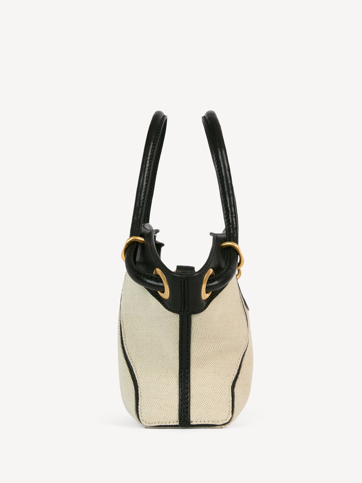 Borsa shopper Tote piccola in tela e pelle liscia