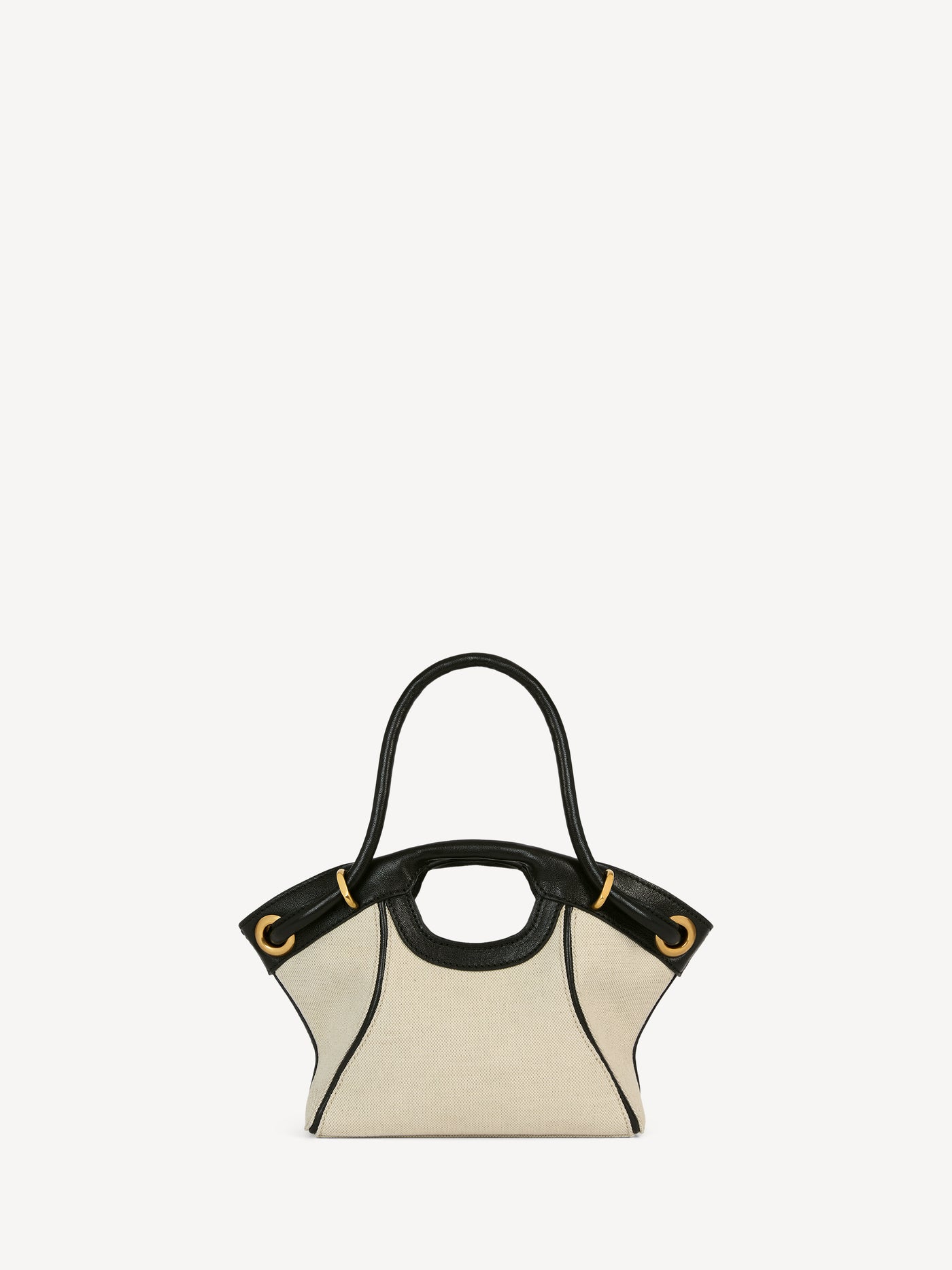 Borsa shopper Tote piccola in tela e pelle liscia