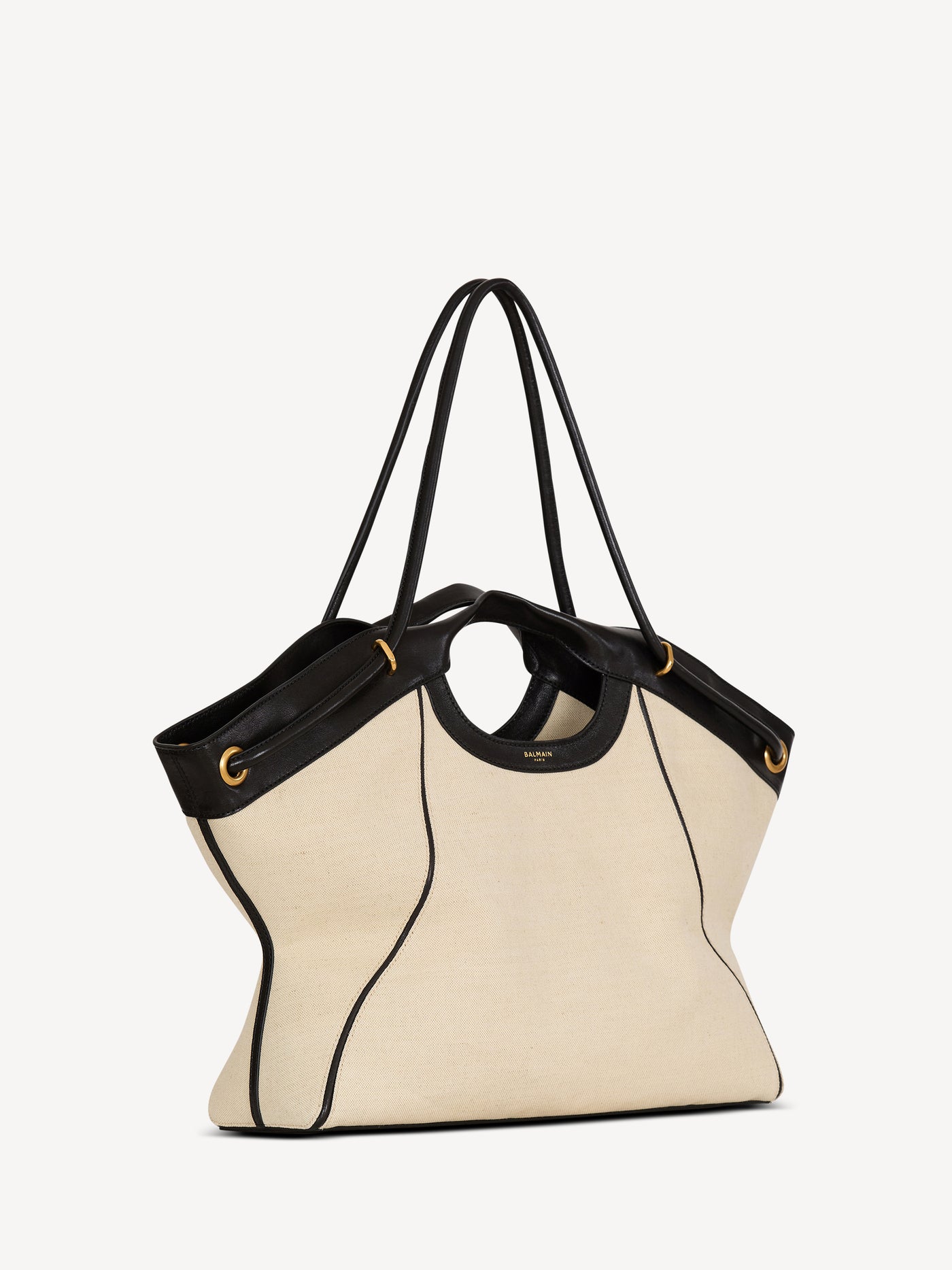 Großer Shopper aus Canvas und Glattleder