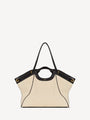 Großer Shopper aus Canvas und Glattleder
