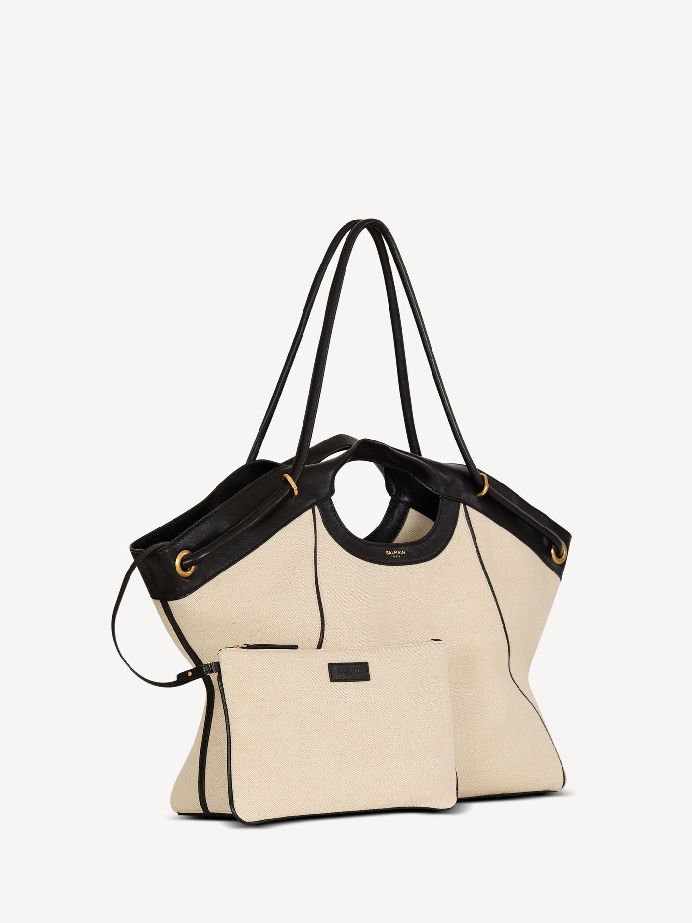 Großer Shopper aus Canvas und Glattleder