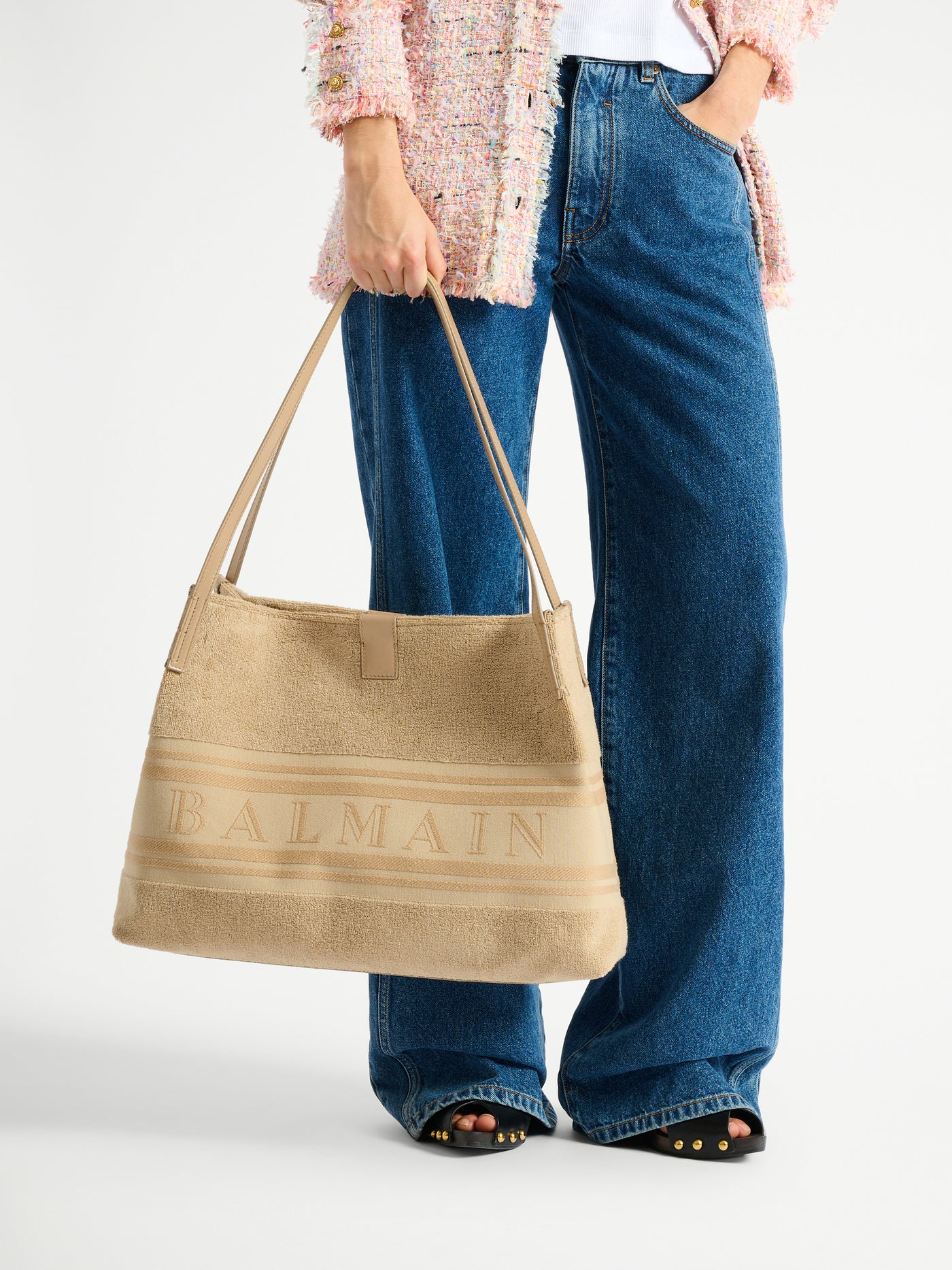 Borsa shopper Release media in cotone bouclé