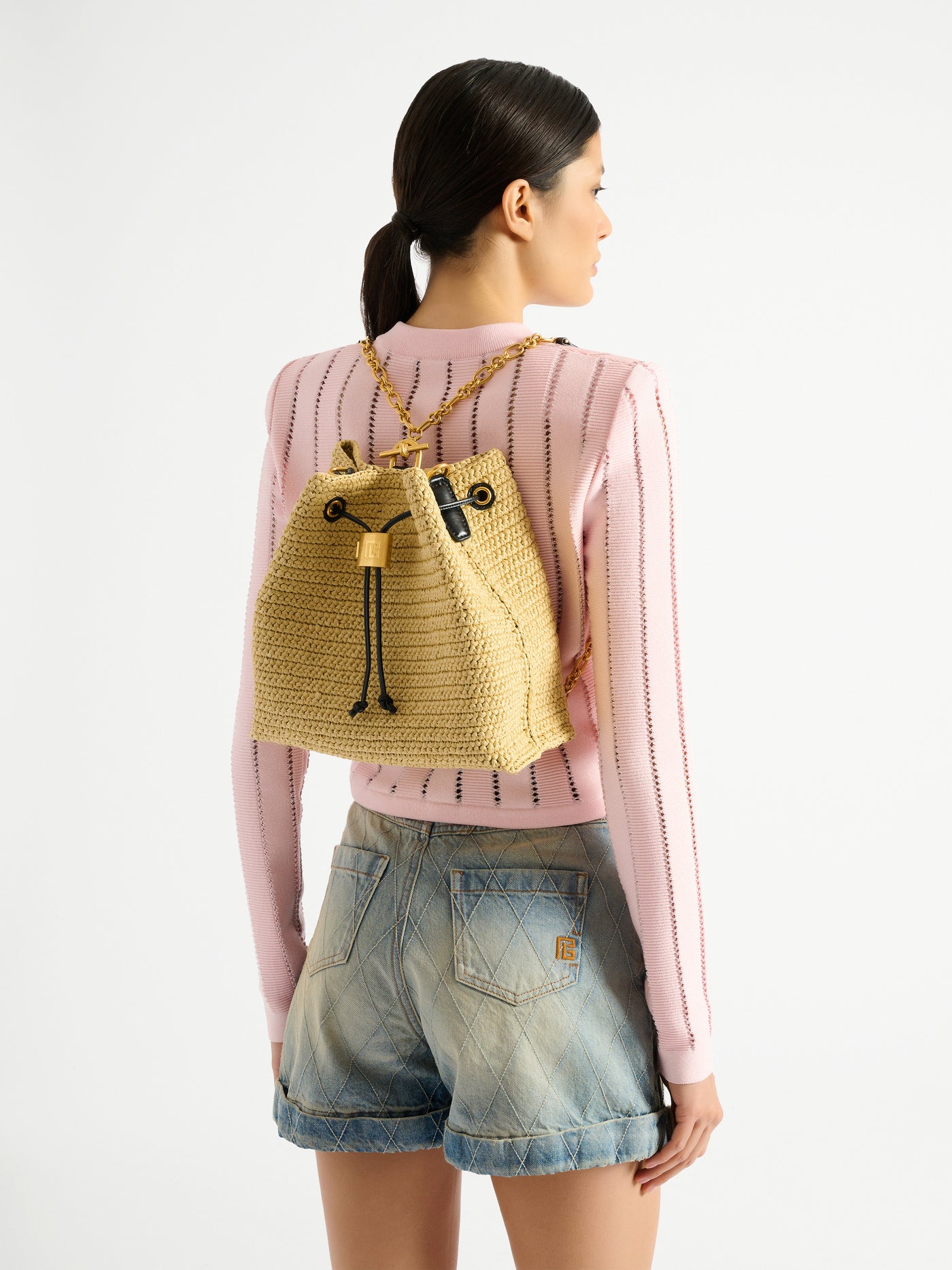 Zaino Pulse all’uncinetto e in pelle
