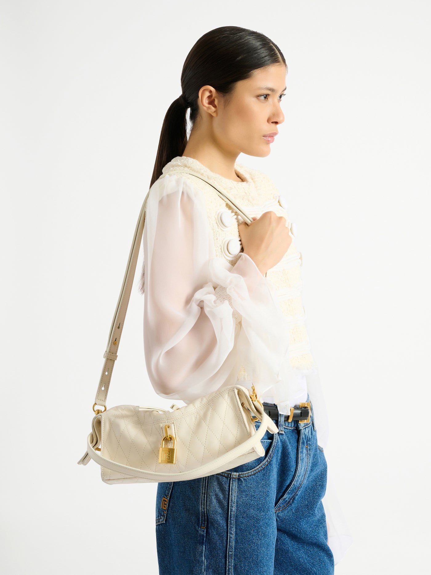 Sac Pulse Small en cuir lisse surpiqué
