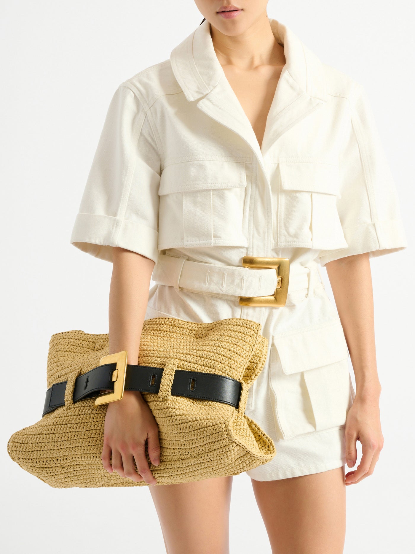 Sac Anthem Medium en crochet et cuir lisse
