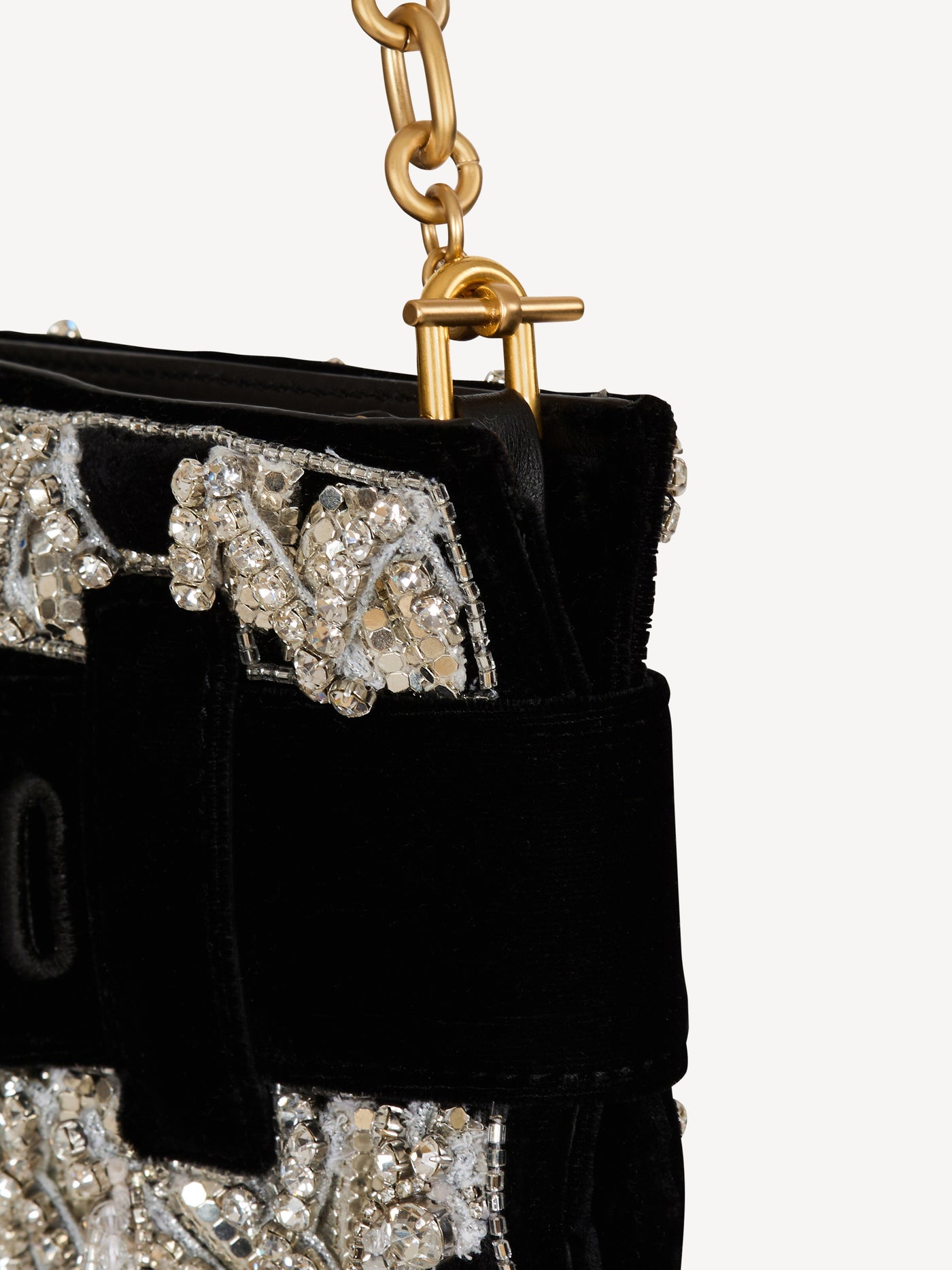 Pochette Anthem en velours brodé