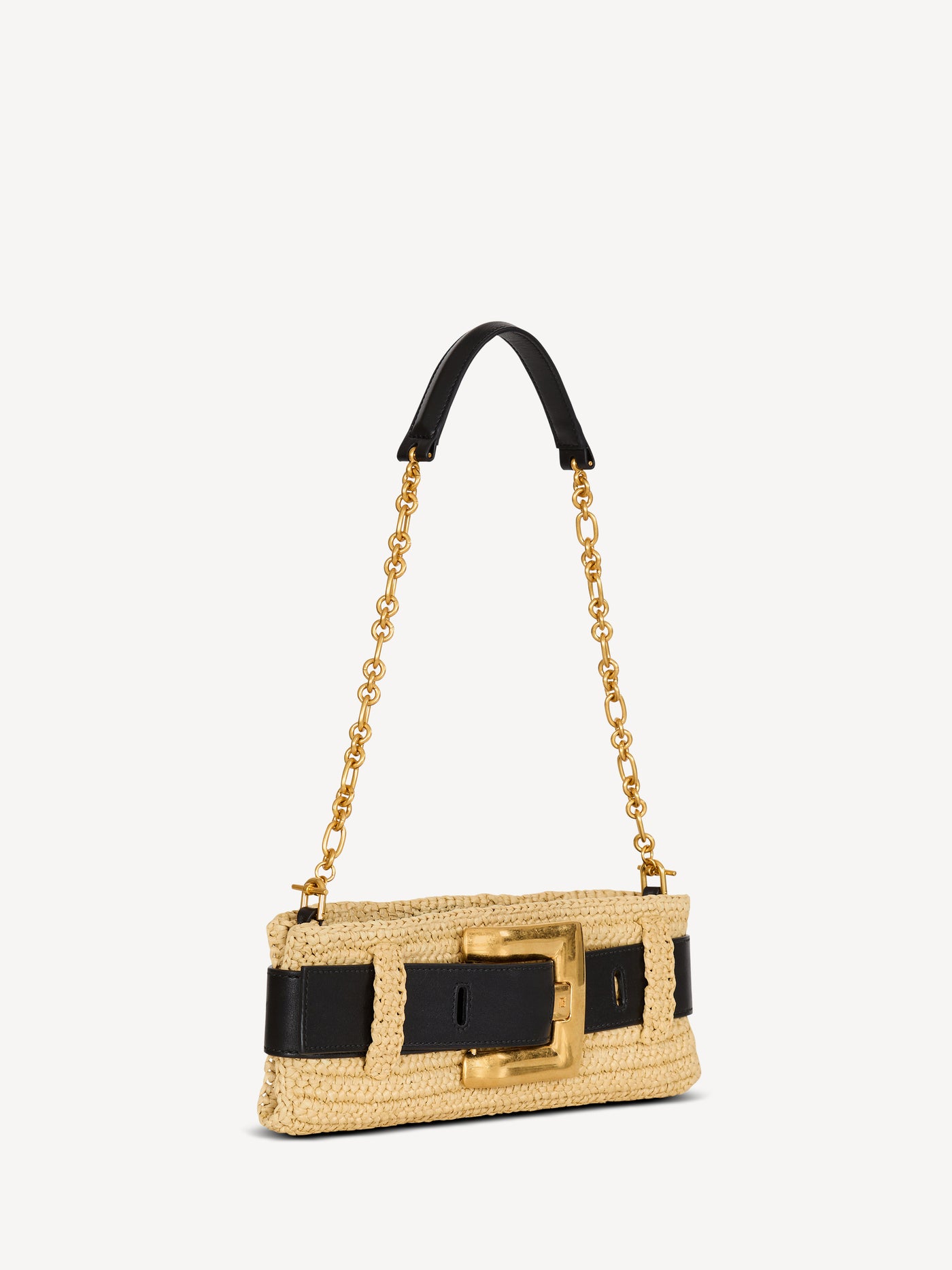 Pochette Anthem en crochet et cuir lisse