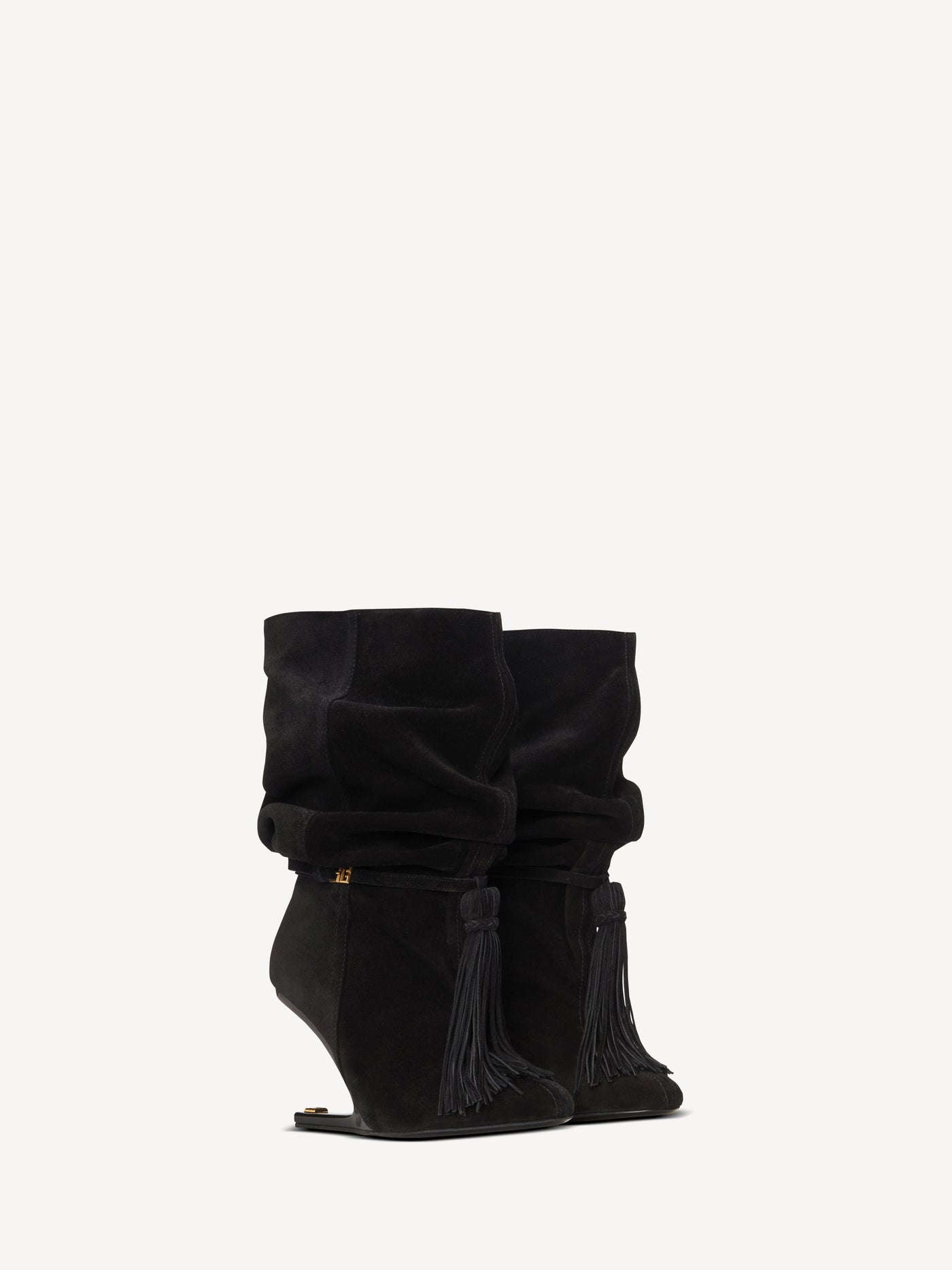 Bottines No Wedge à pompon en cuir suédé