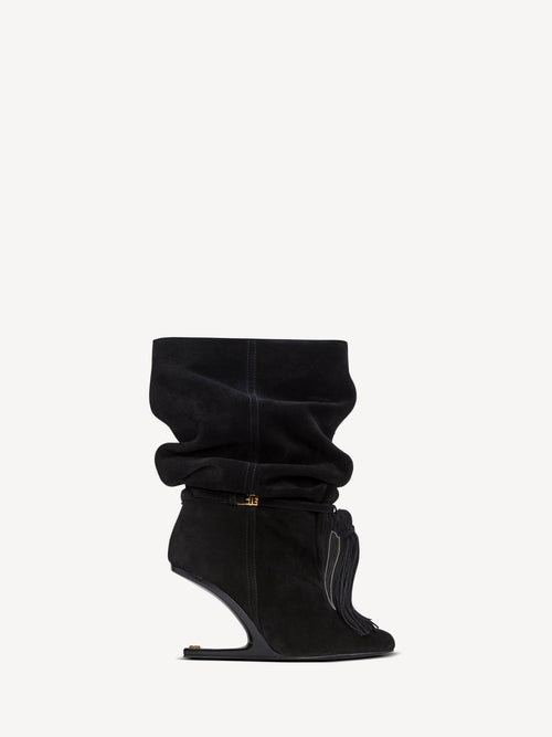 Bottines No Wedge à pompon en cuir suédé