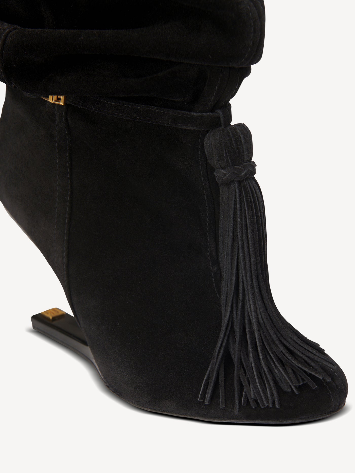 Bottines No Wedge à pompon en cuir suédé
