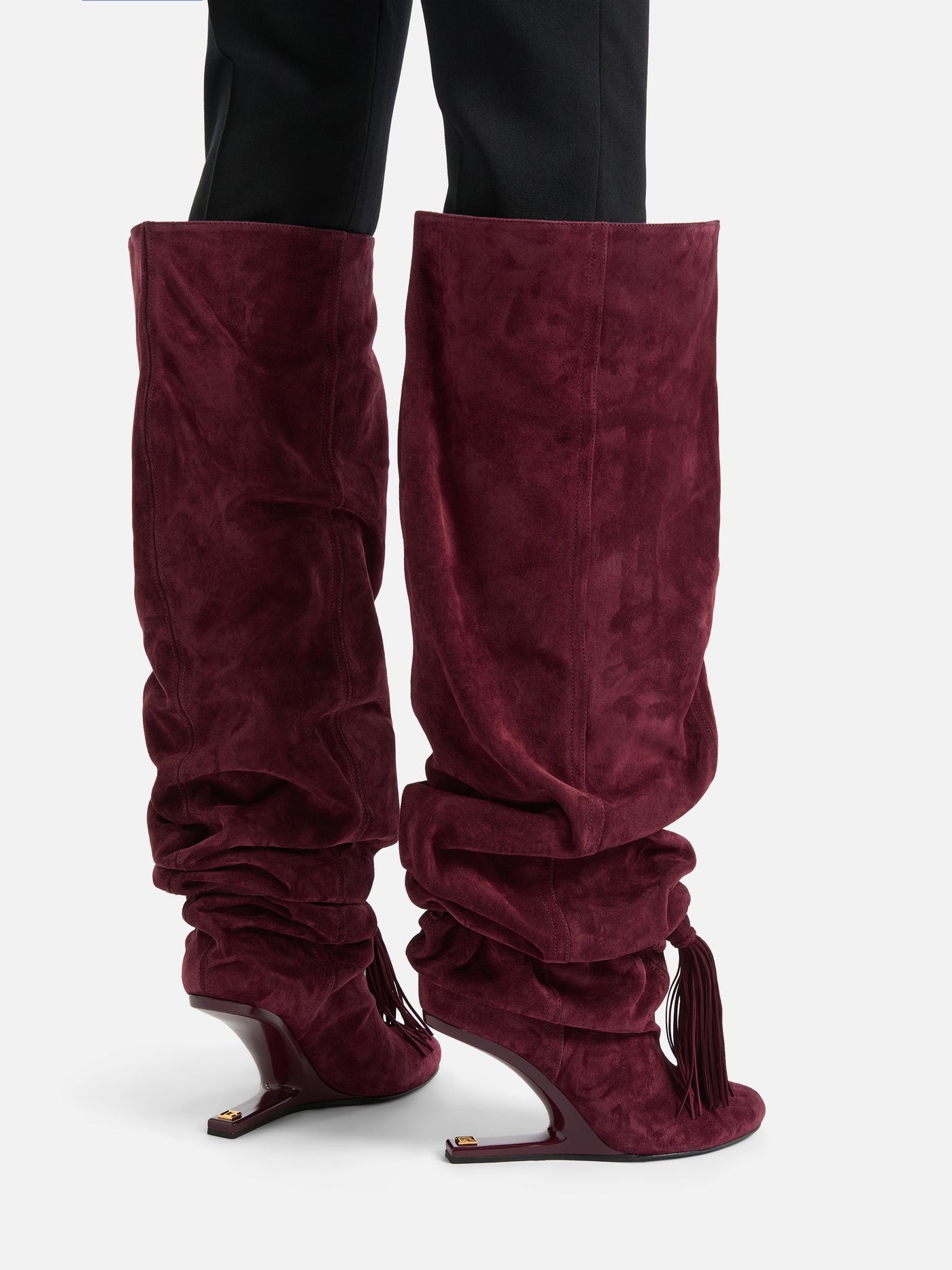 Botas mosqueteras No Wedge con pompón de ante