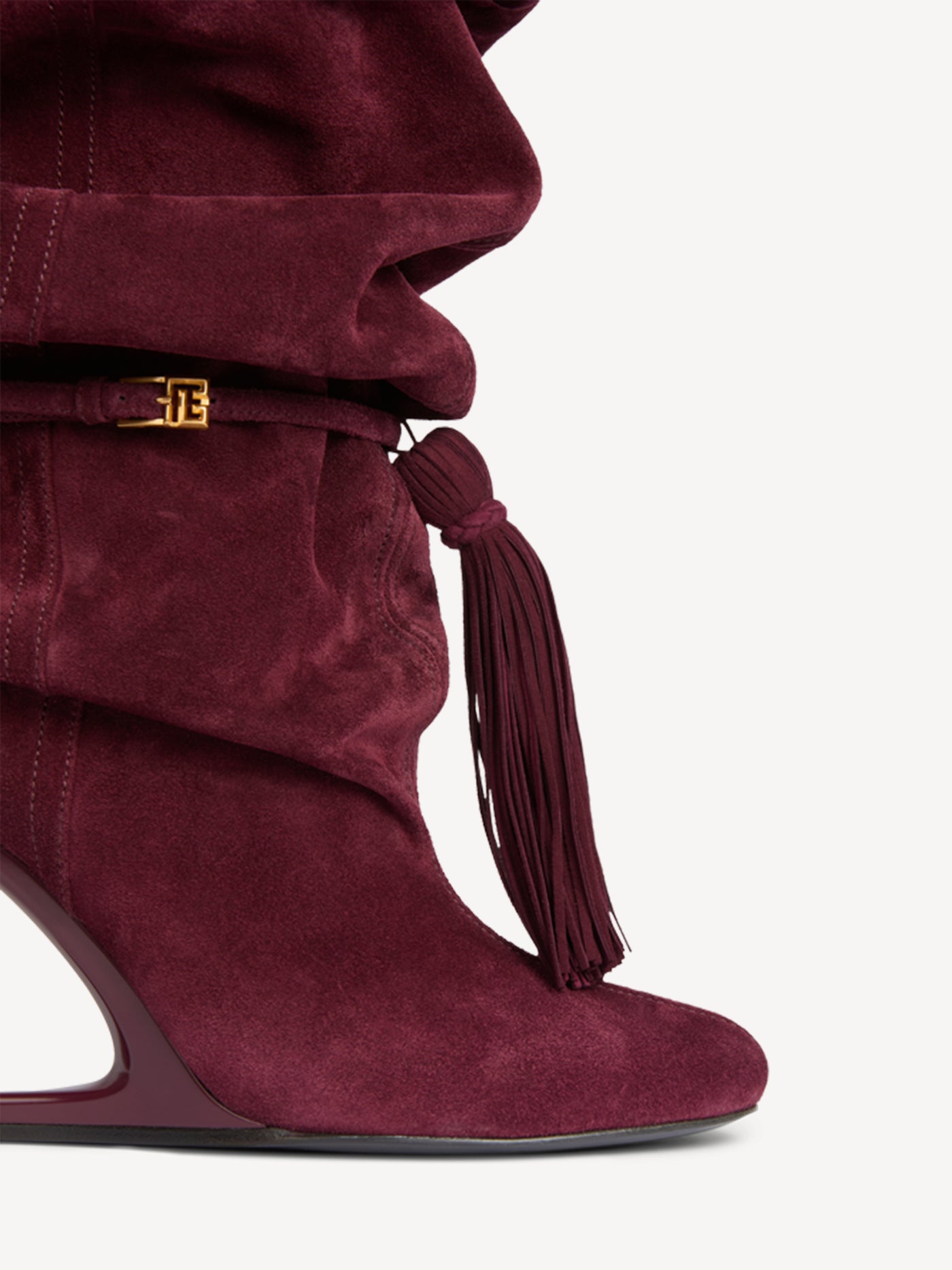 Cuissardes “No Wedge” con pompon in pelle scamosciata