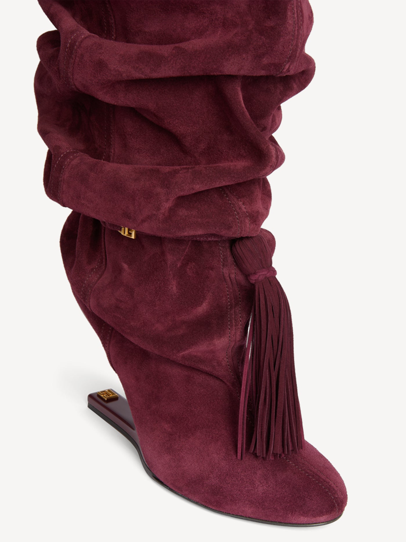 Cuissardes “No Wedge” con pompon in pelle scamosciata