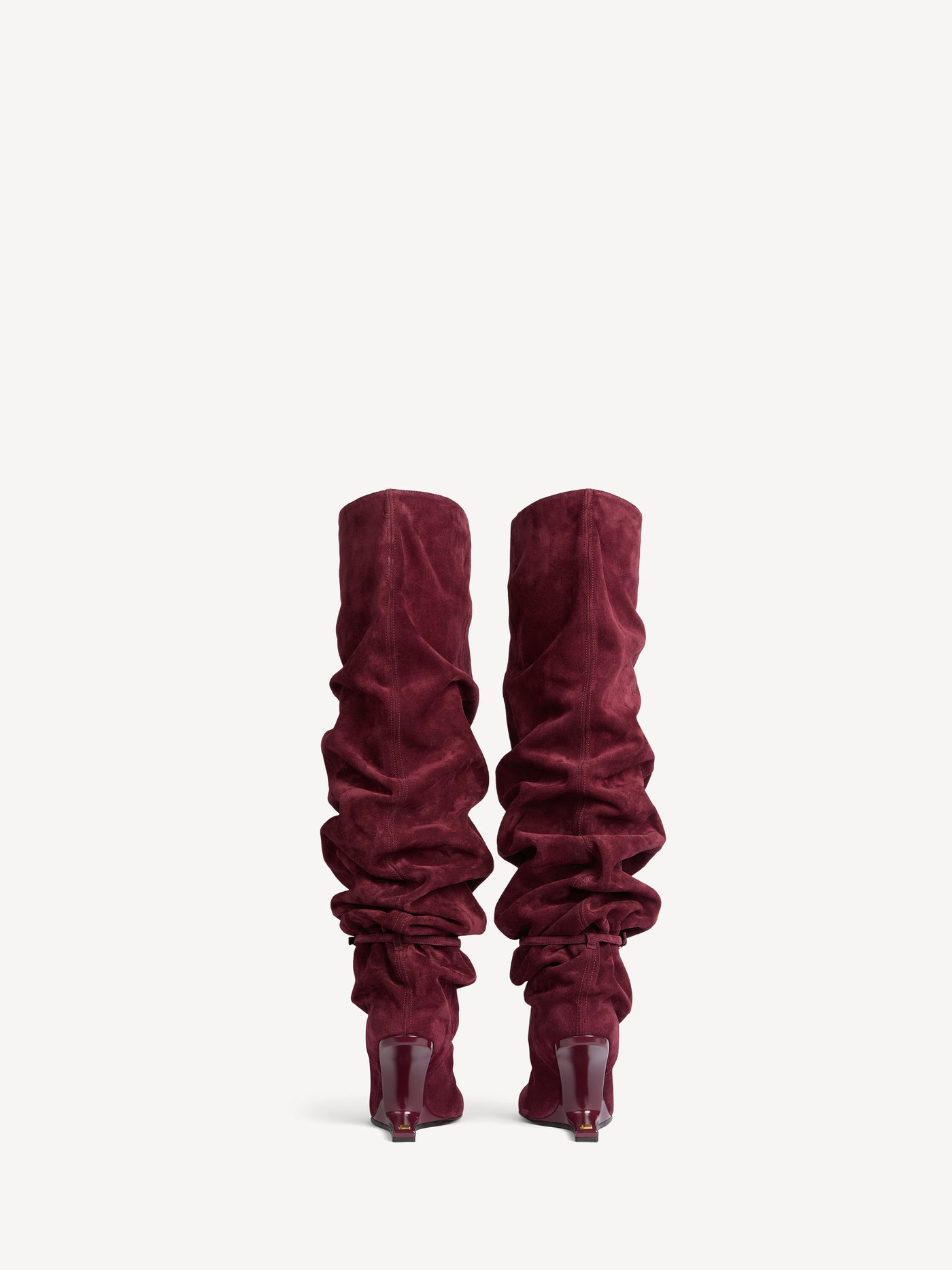 Cuissardes “No Wedge” con pompon in pelle scamosciata