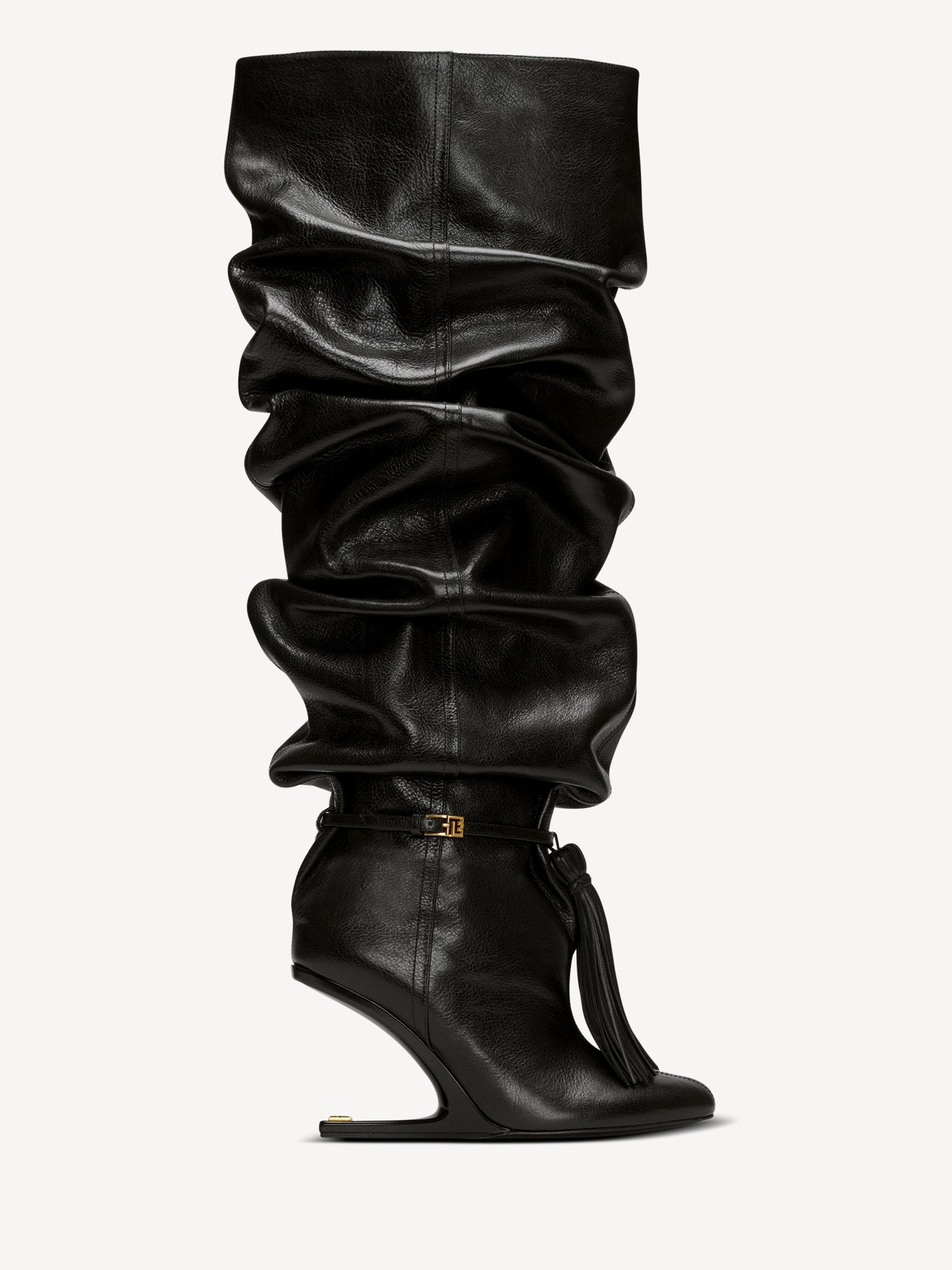 Botas mosqueteras No Wedge con pompón de piel texturizada