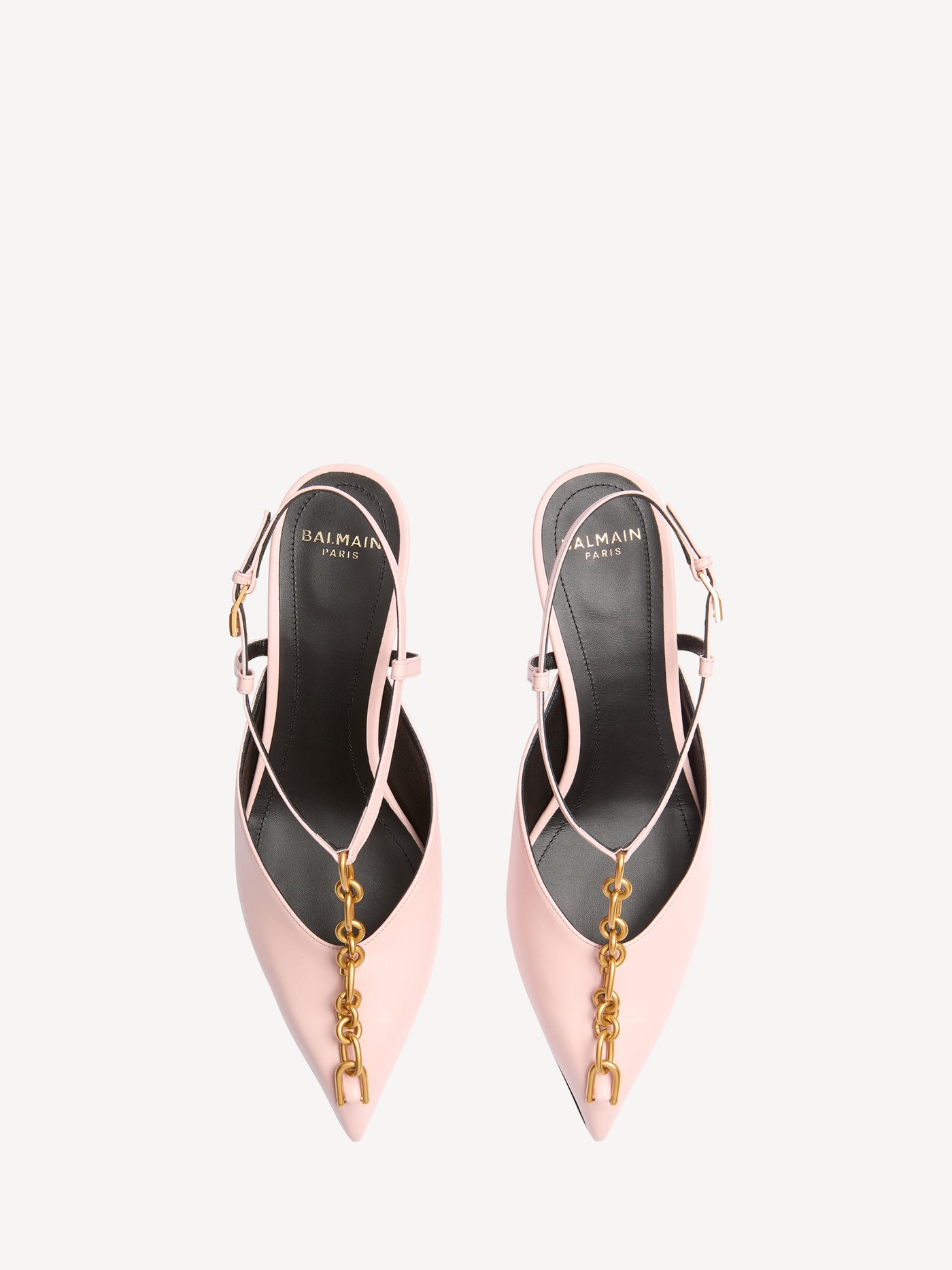 Sync chain kitten slingbacks in leather
