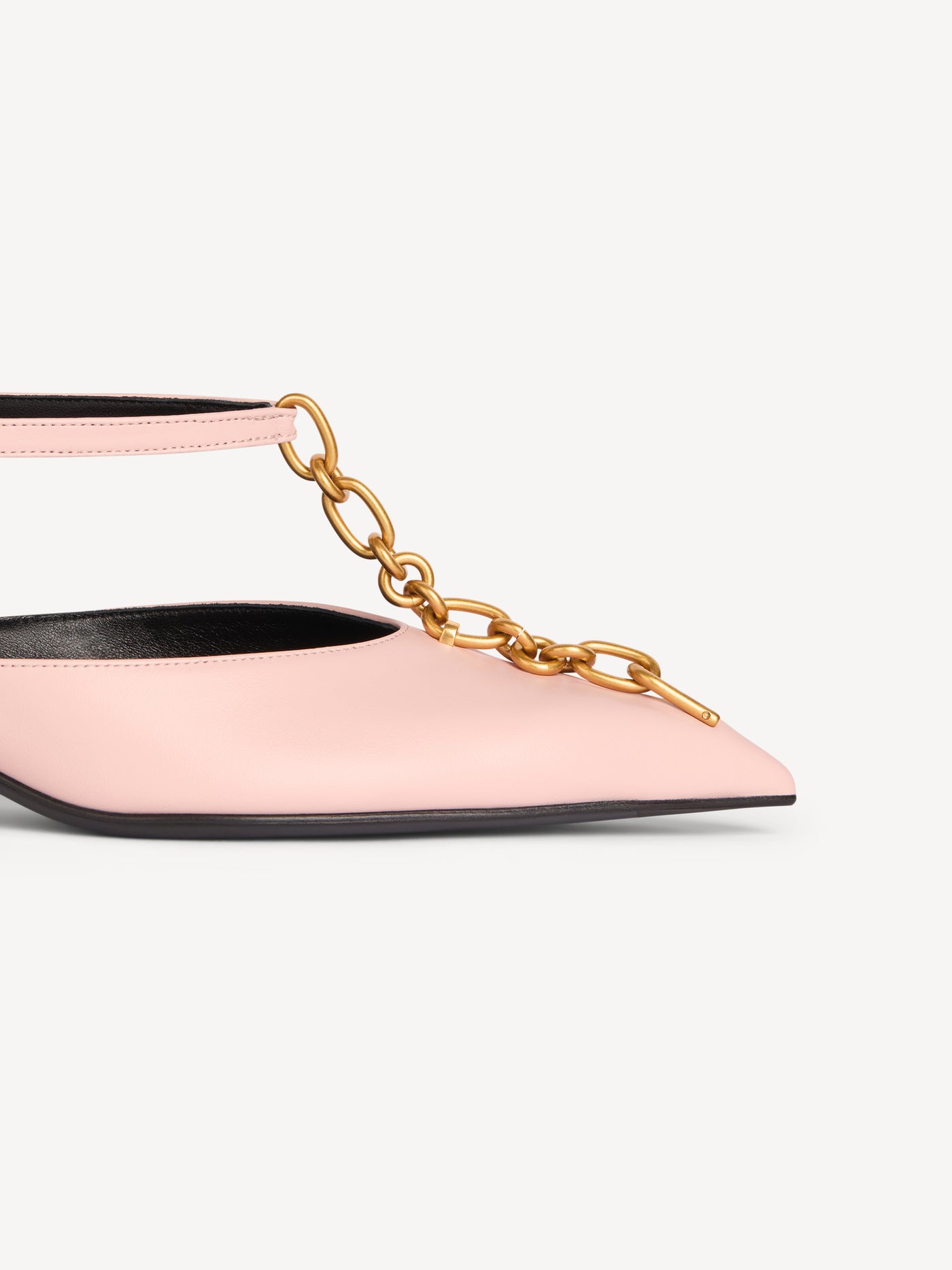 Sync chain kitten slingbacks in leather