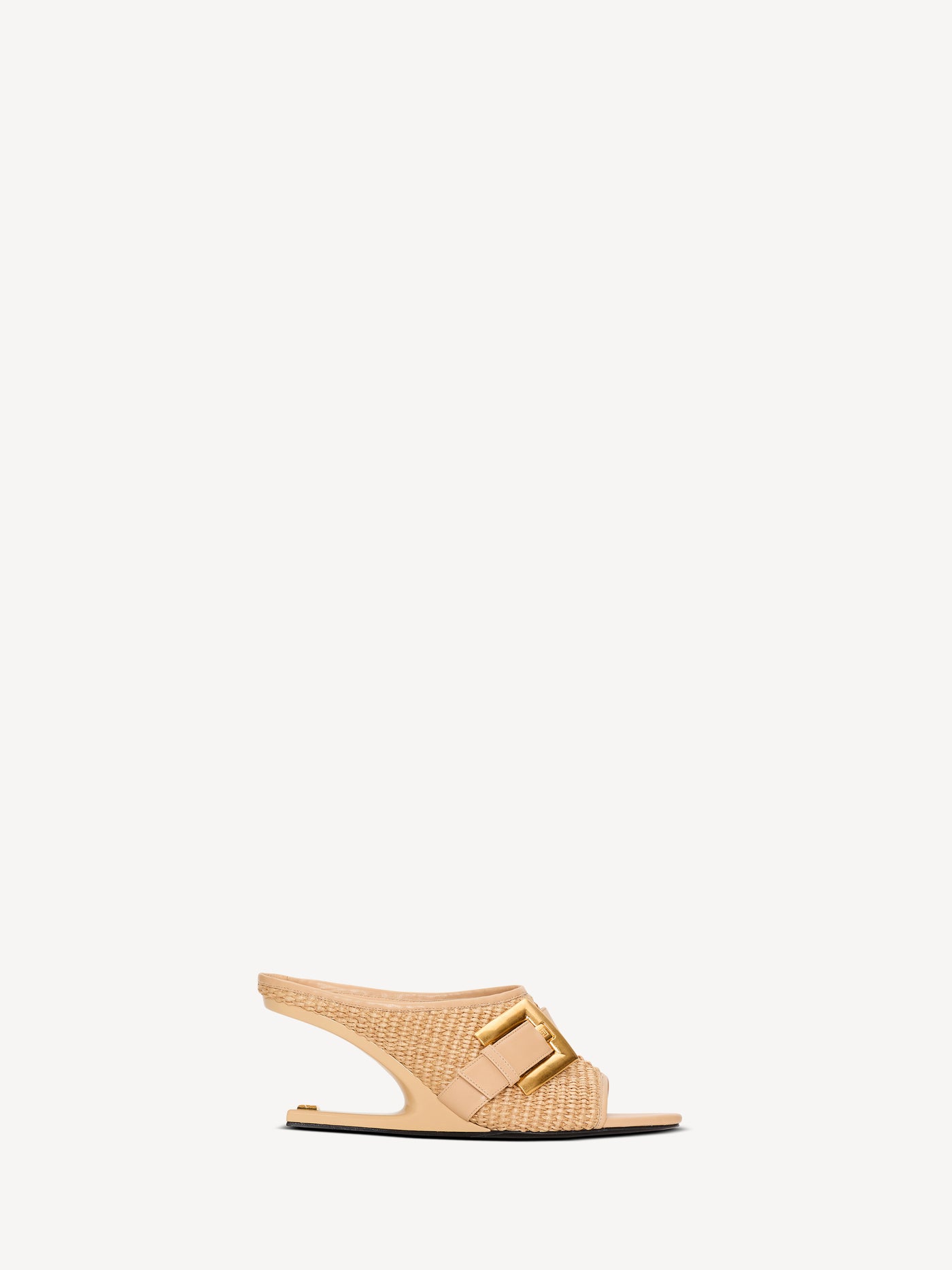 Mules Anthem No Wedge de rafia y piel lisa