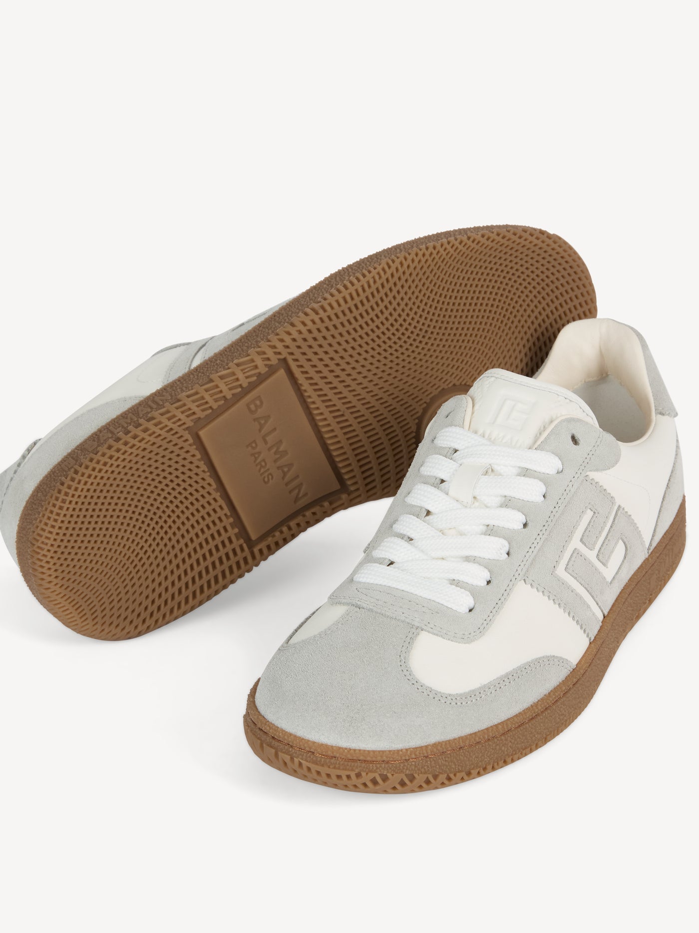 Balmain Swan trainers in smooth leather and suede