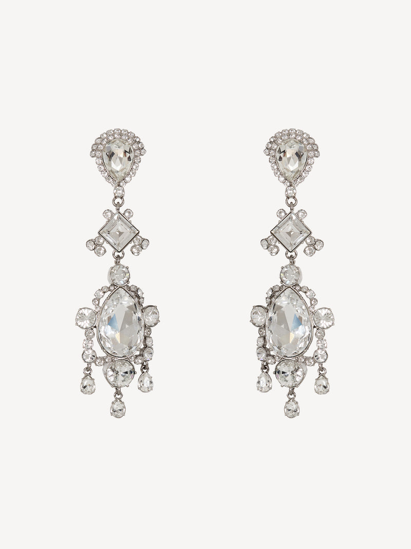 Boucles d’oreilles pendantes en laiton et cristal