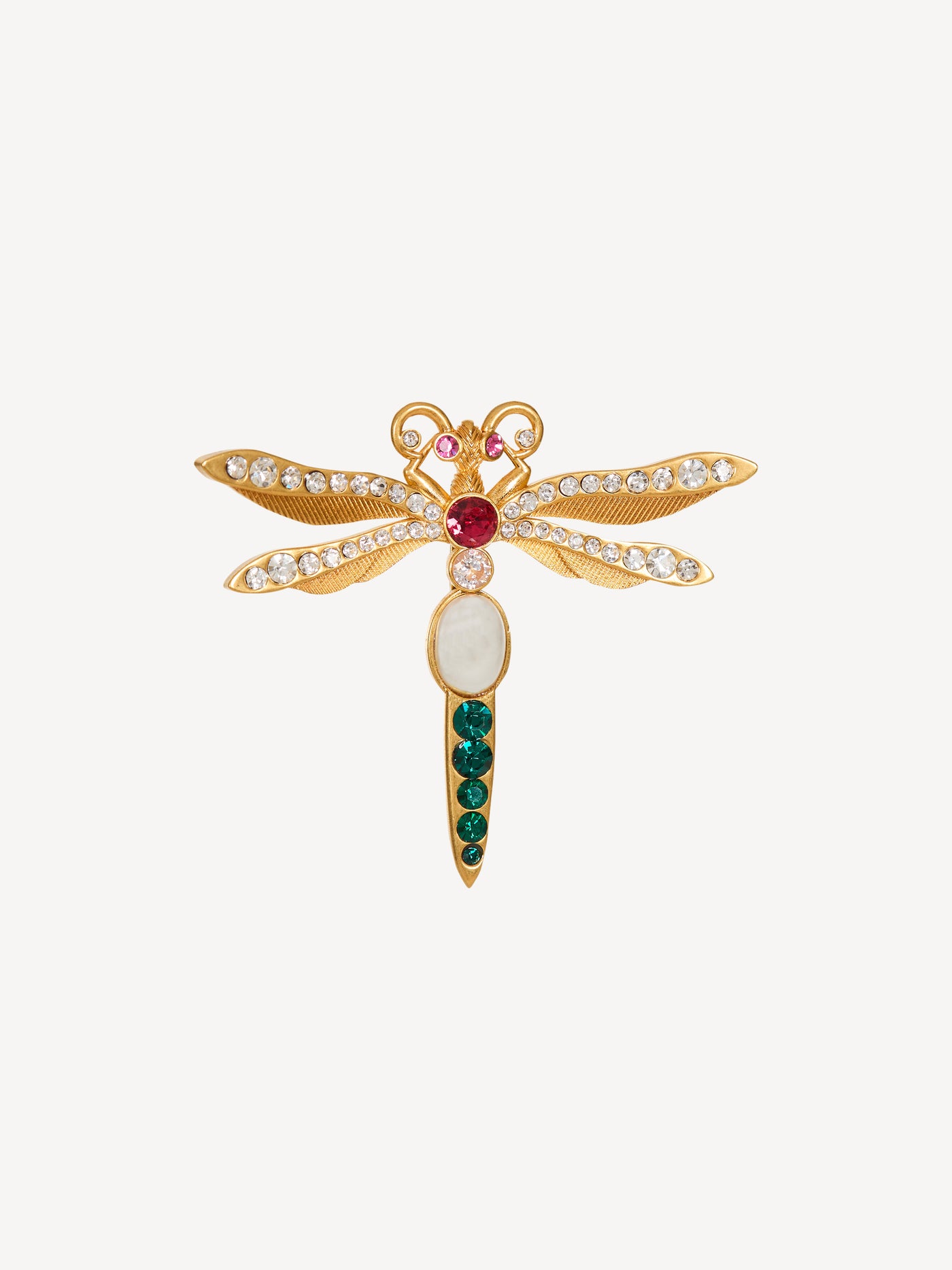 Insect Brosche aus Messing und Kristallen