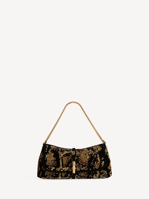 Balmain Metropolis bag in python-effect embroidered velvet