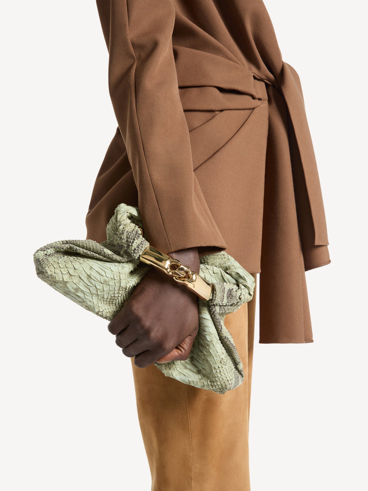 Dinner at 8 small bag in python-effect suede