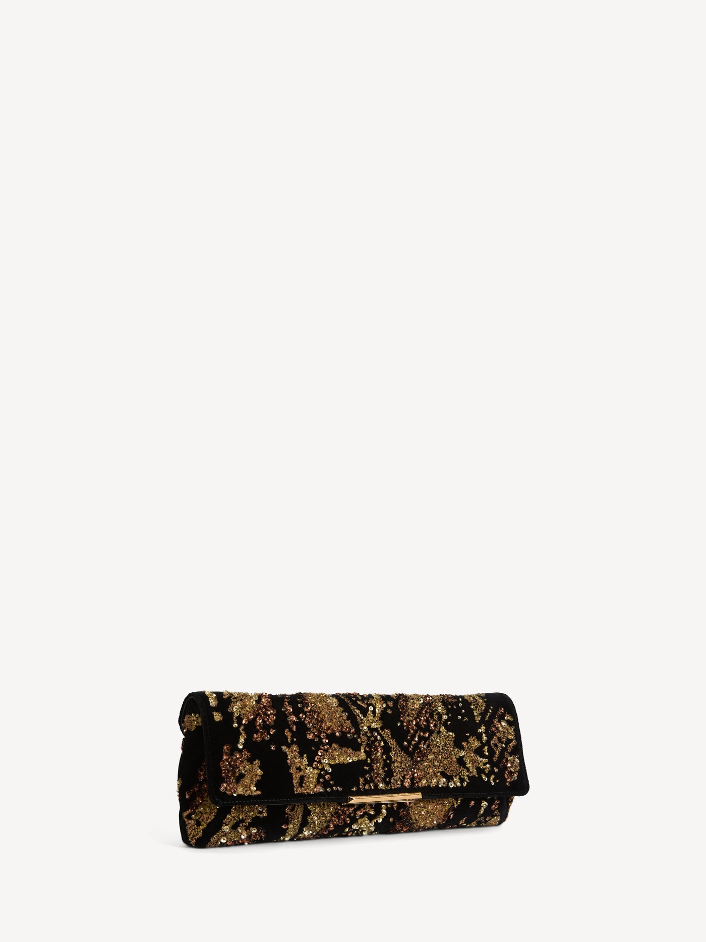 Small Clutch bag in python-effect embroidered velvet