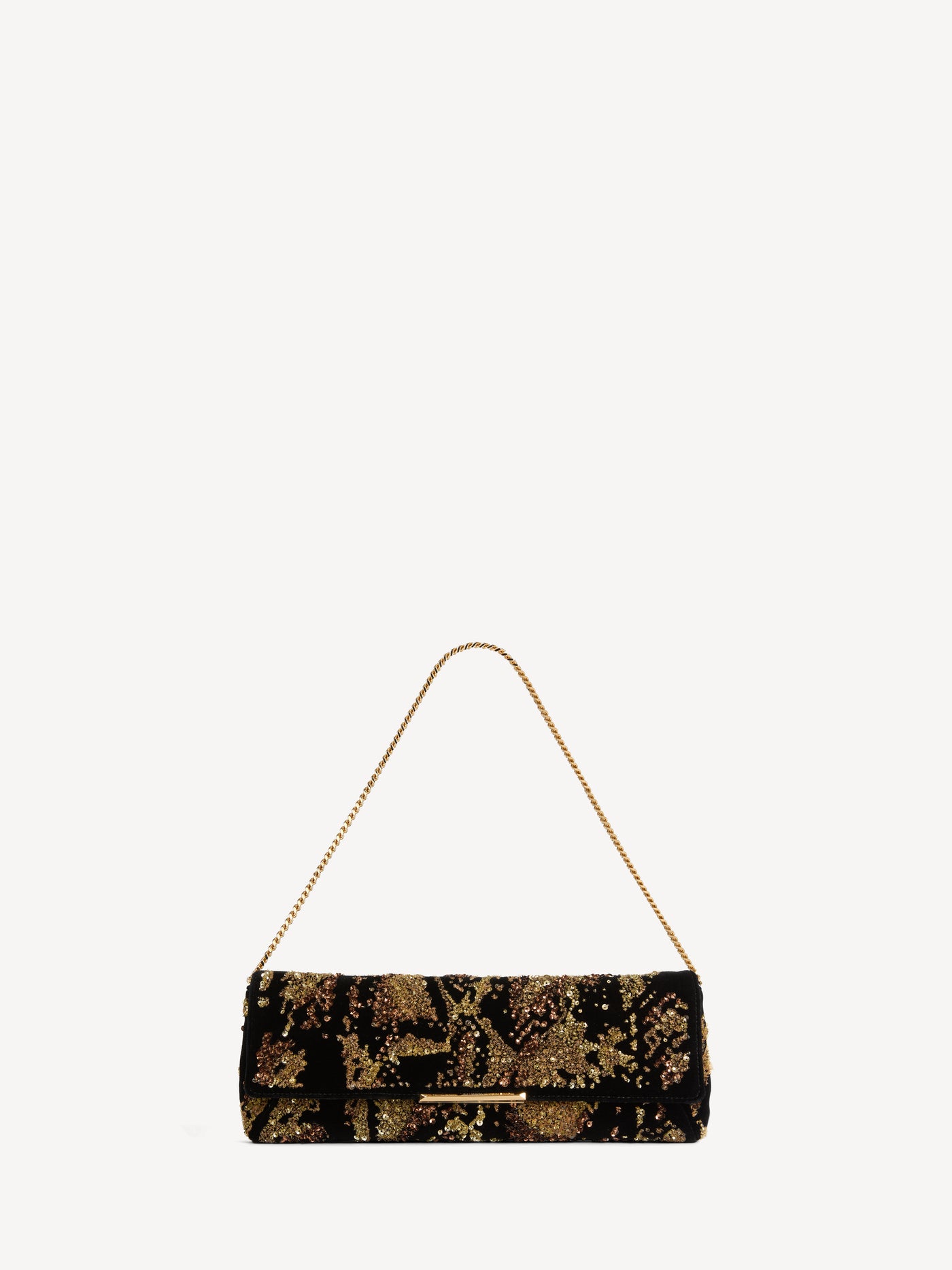 Small Clutch bag in python-effect embroidered velvet
