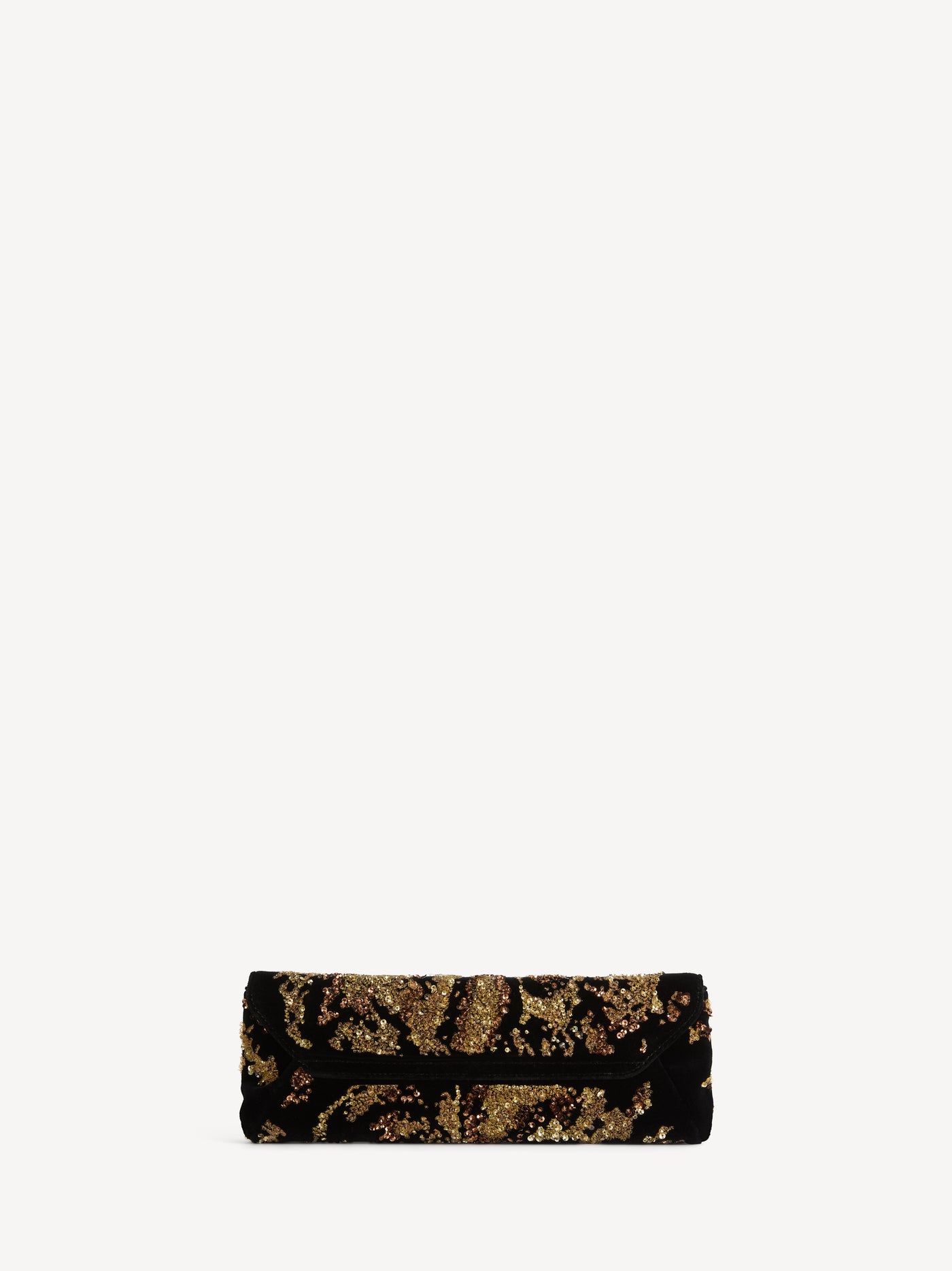 Small Clutch bag in python-effect embroidered velvet
