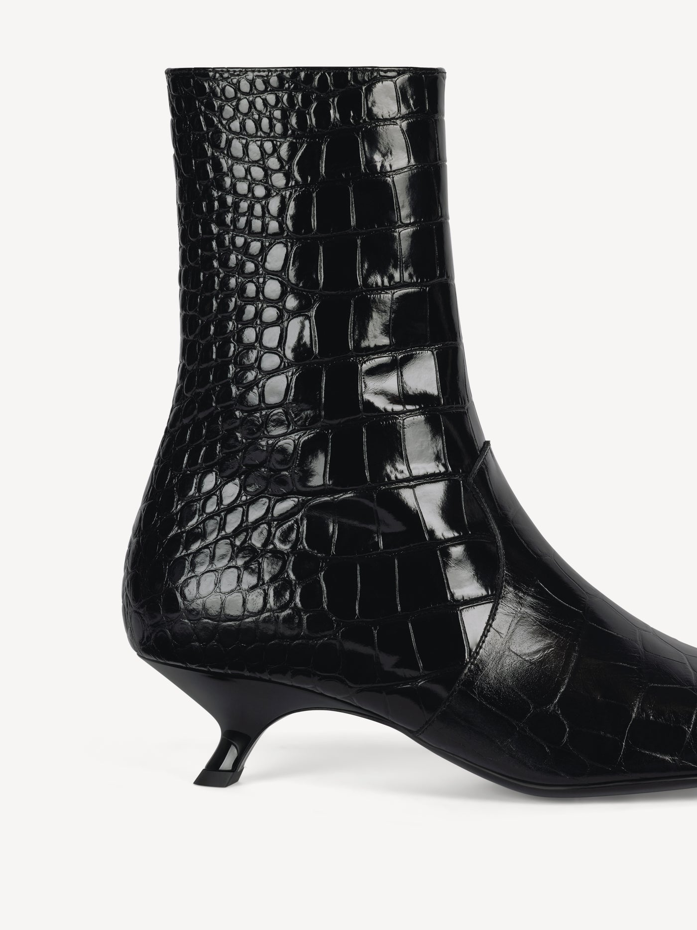 Ankle boots in embossed crocodile-print leather