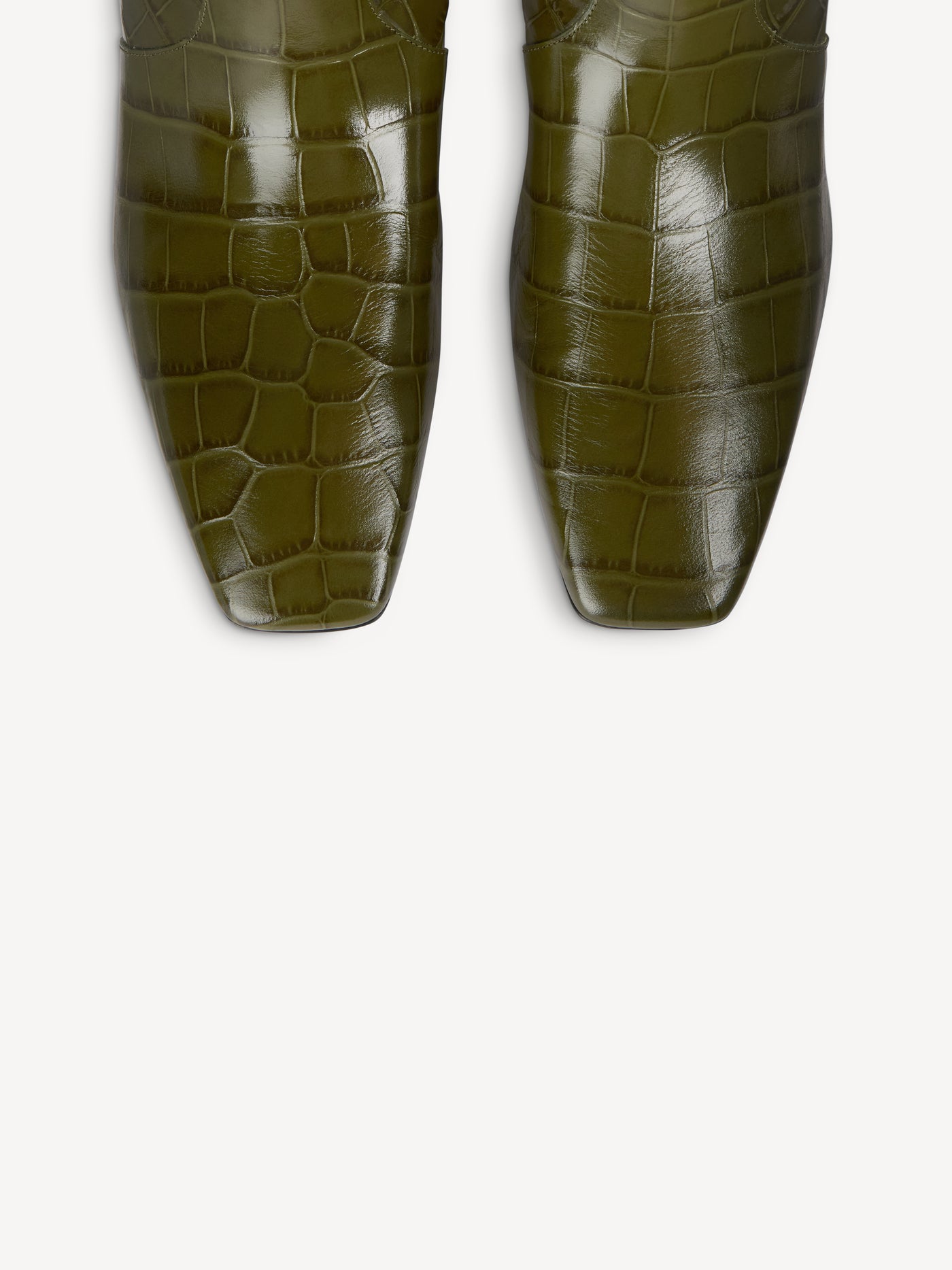 Ankle boots in embossed crocodile-print leather