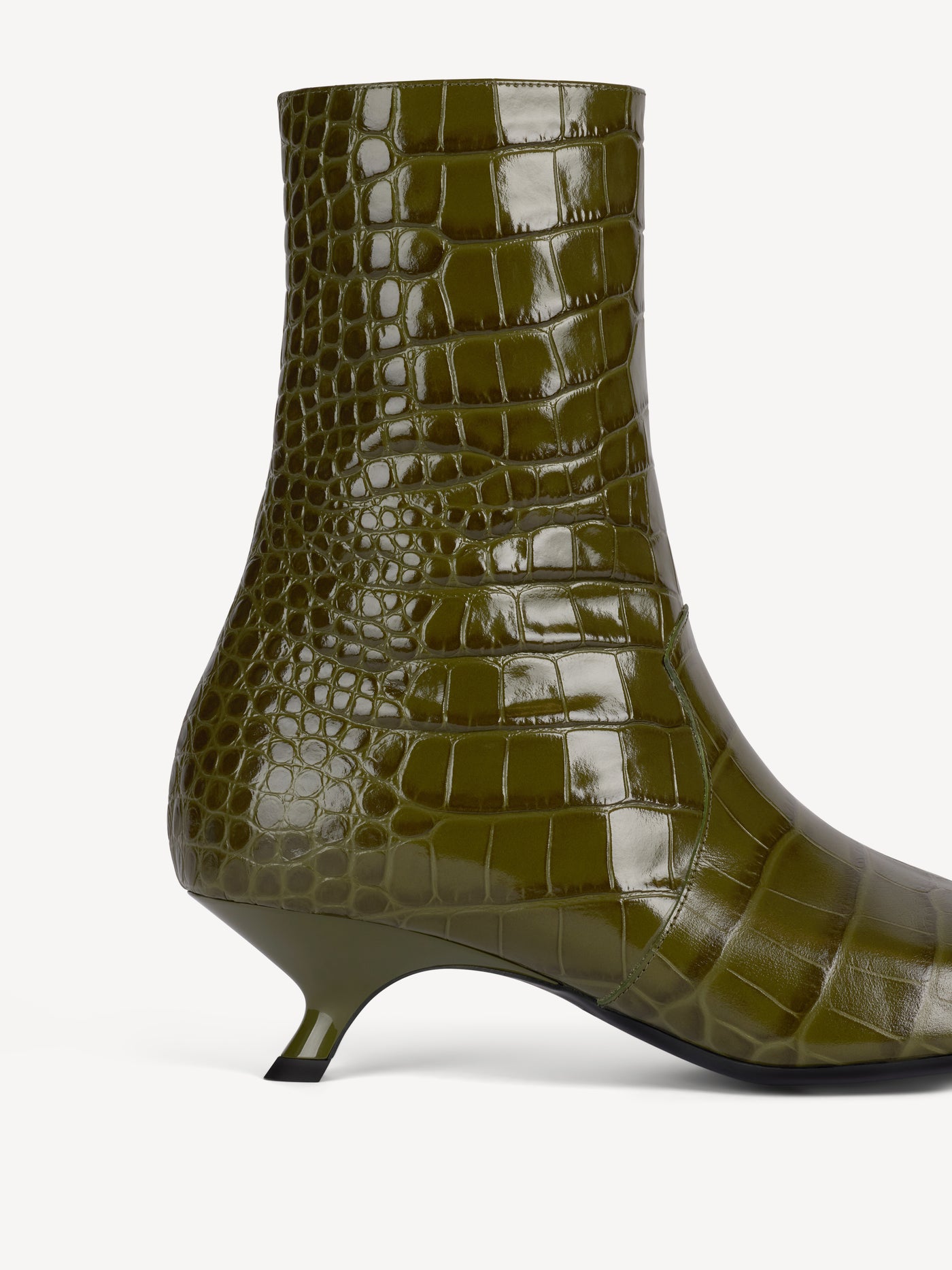 Ankle boots in embossed crocodile-print leather