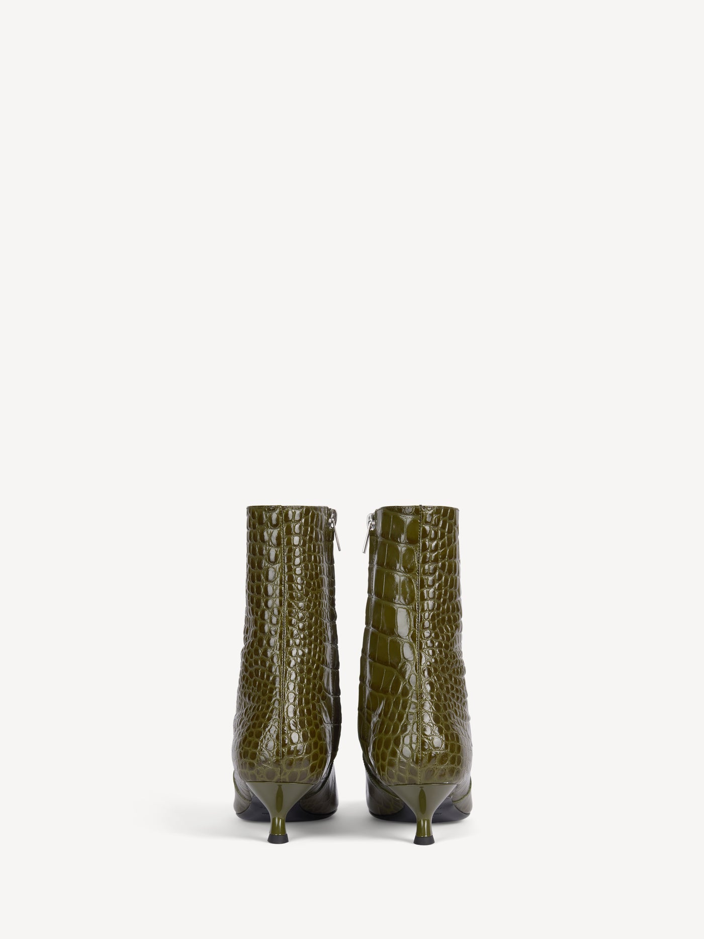 Ankle boots in embossed crocodile-print leather