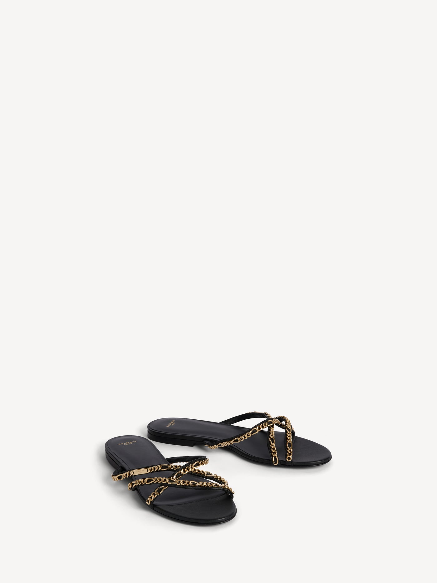 Smooth leather mules with chains