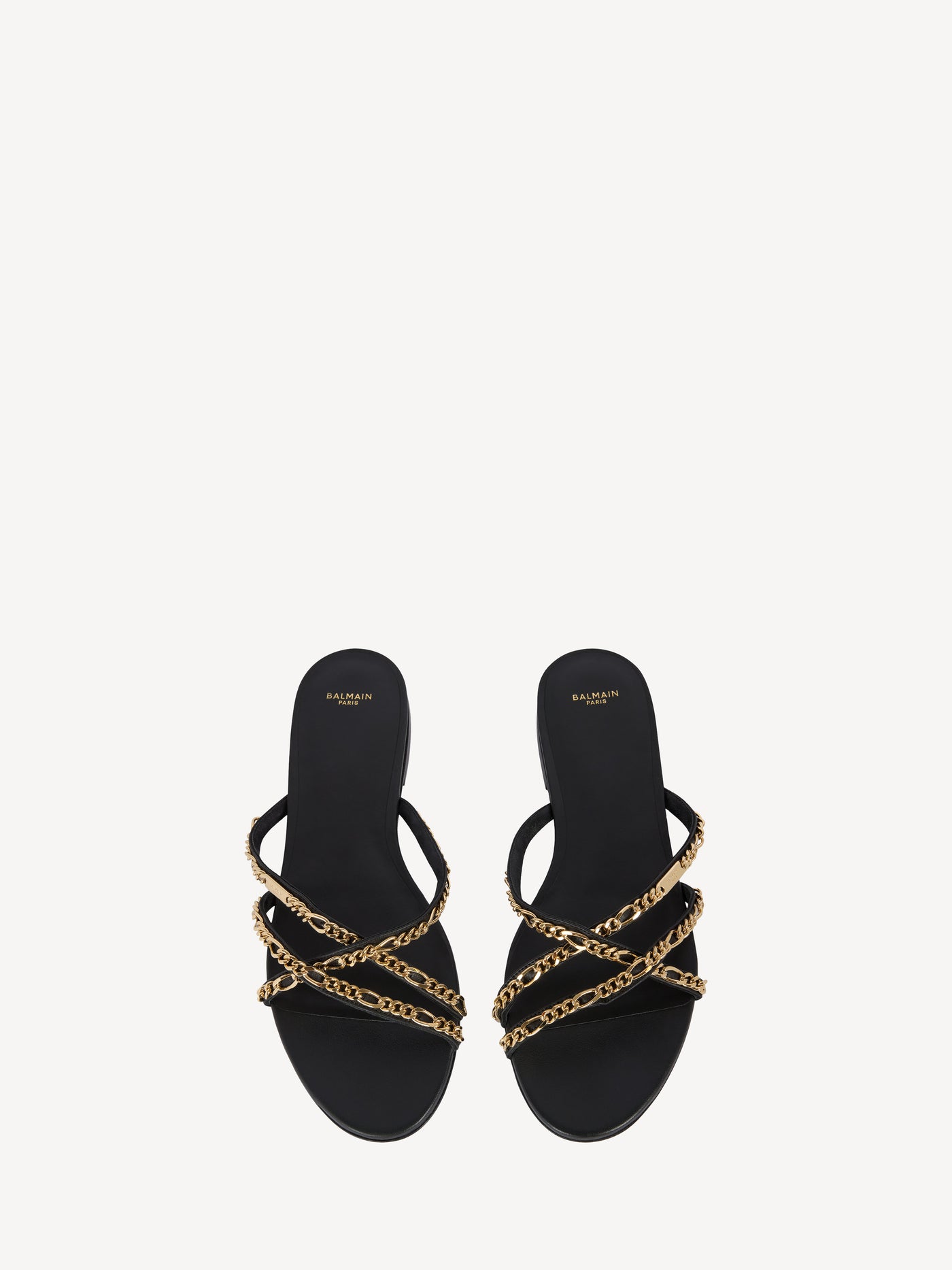 Smooth leather mules with chains