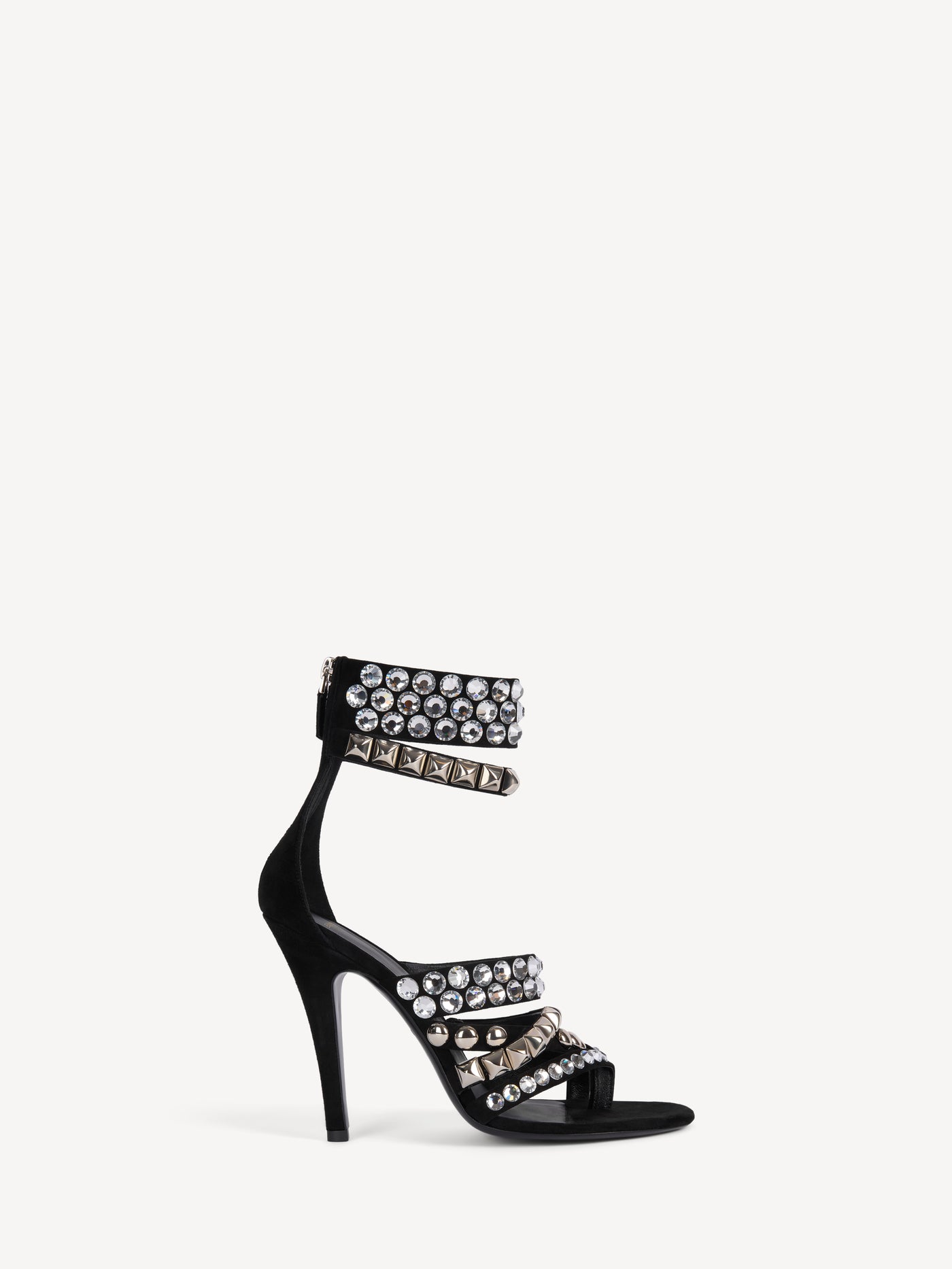 Studded suede toe-post sandals
