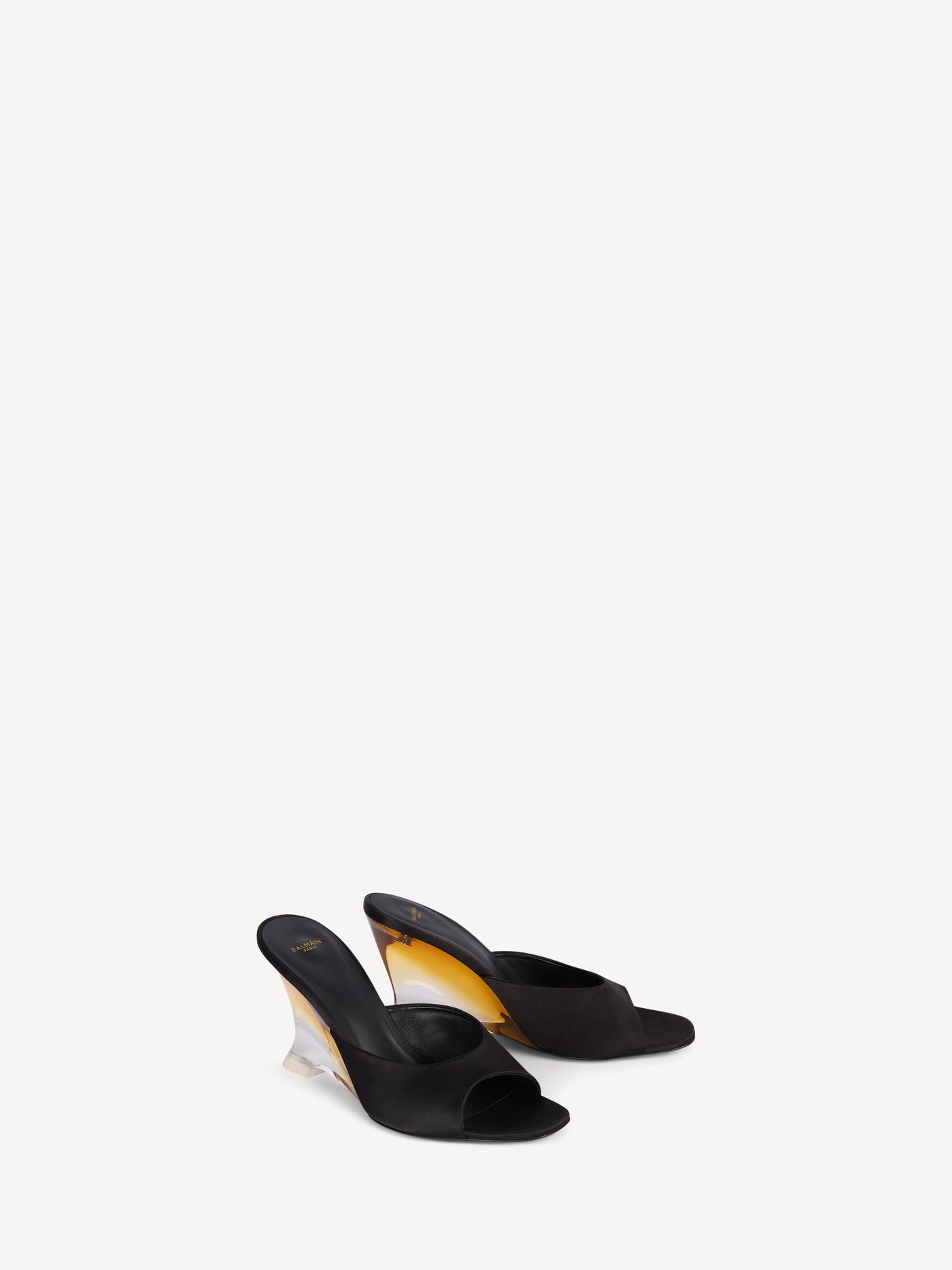 Satin wedge mules